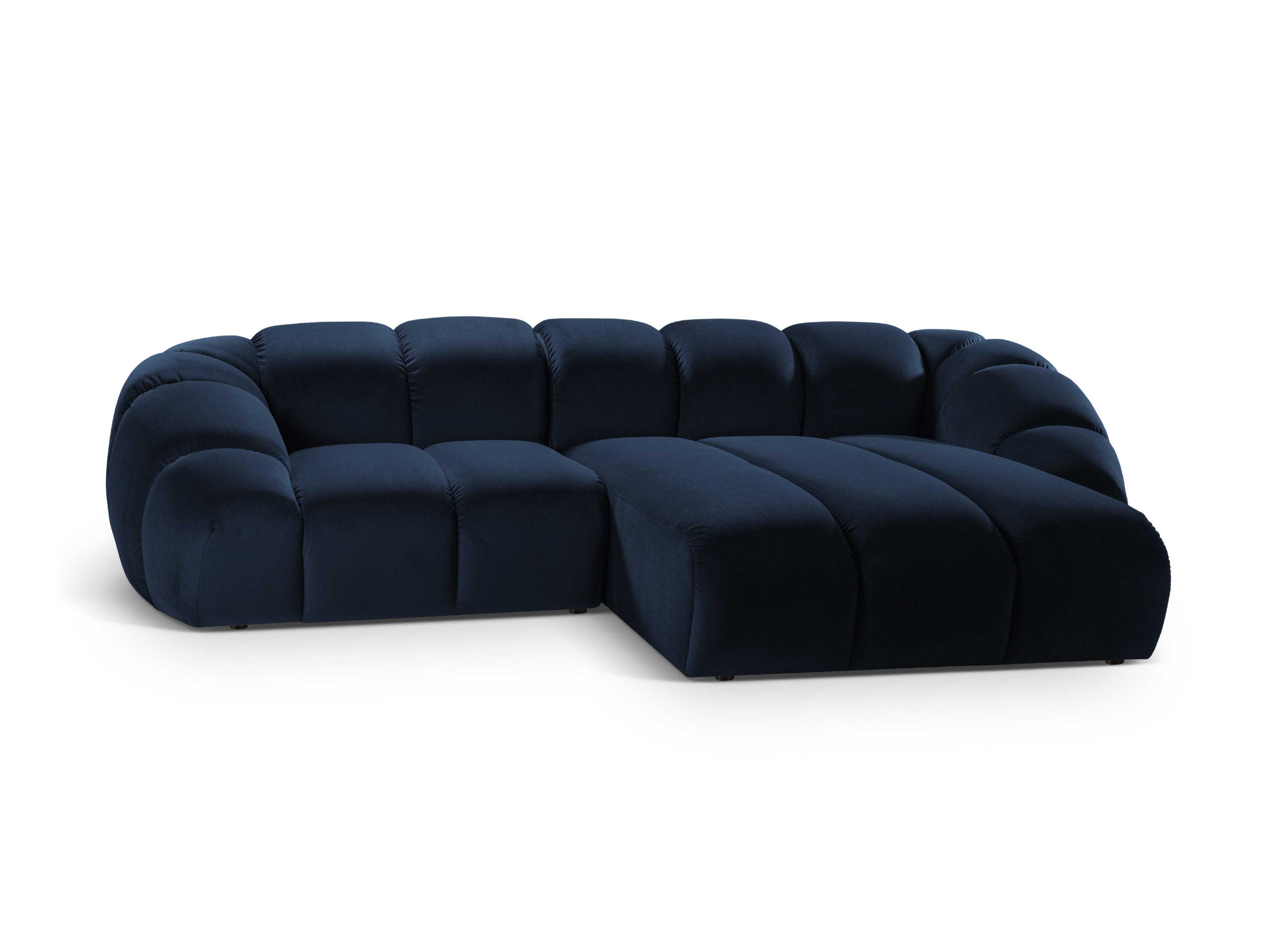 Velvet corner sofa for 3 people right-facing DIANA royal blue