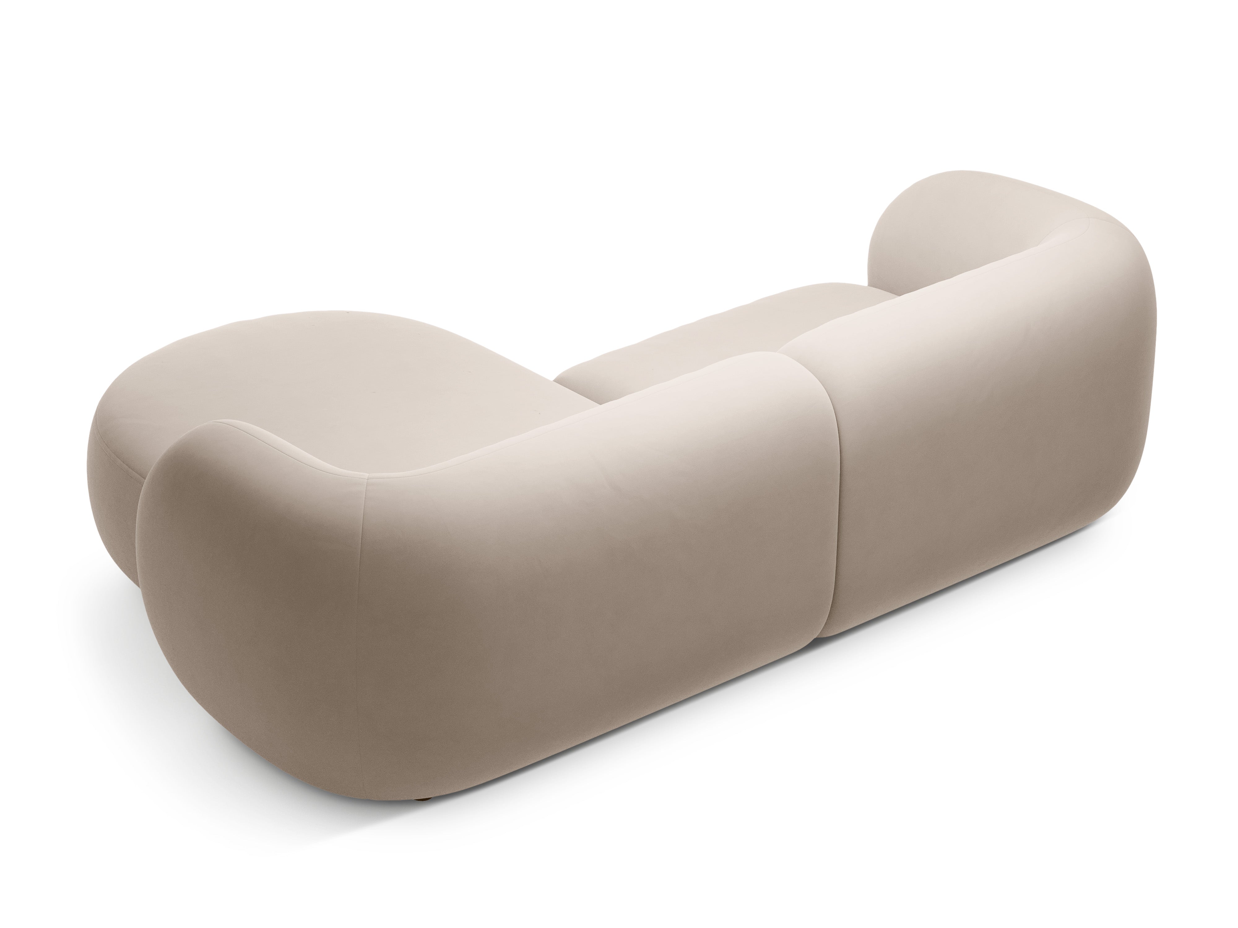 Narożnik aksamitny prawostronny 2-osobowy KATE beżowy