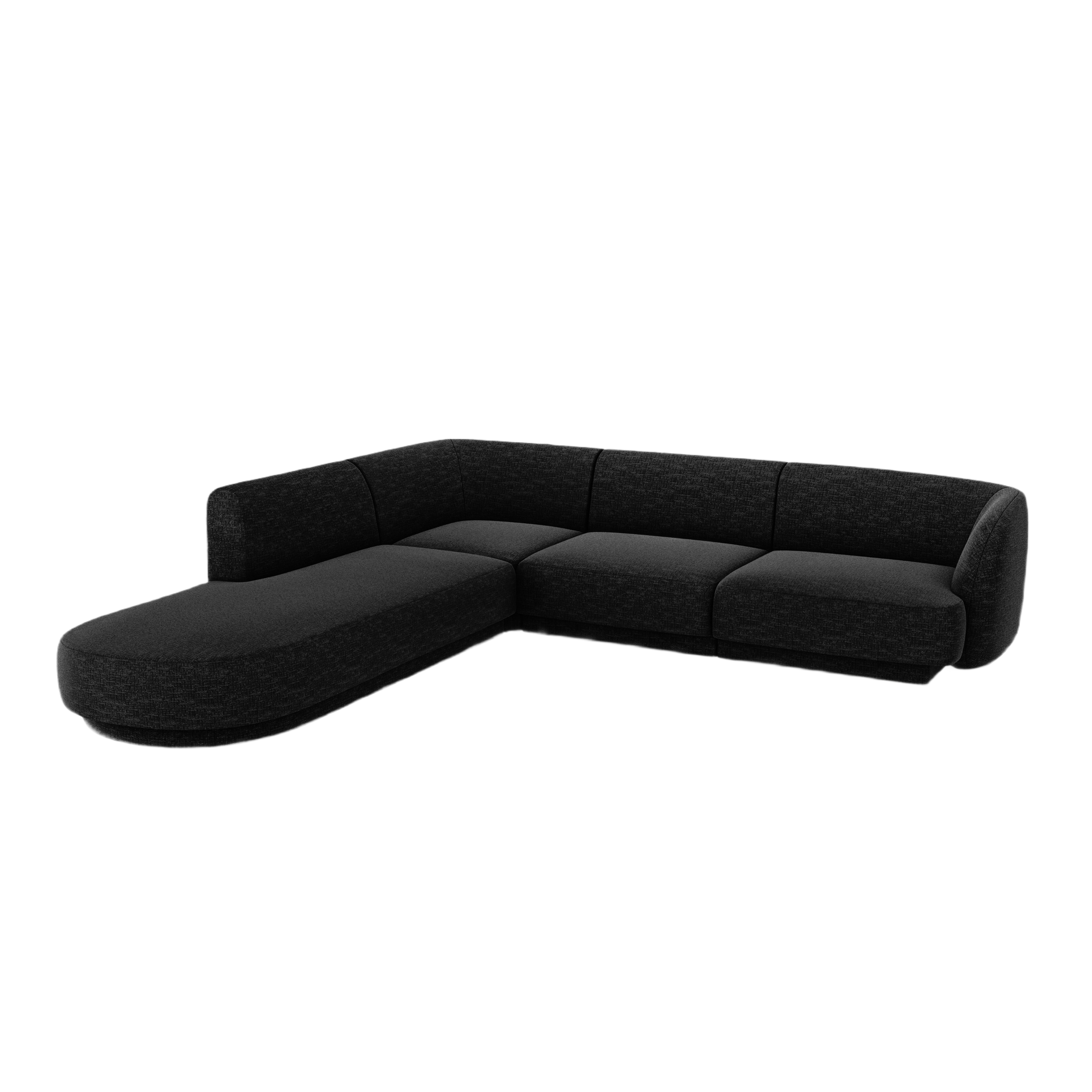 6-seater left-facing corner sofa MILEY black chenille silky