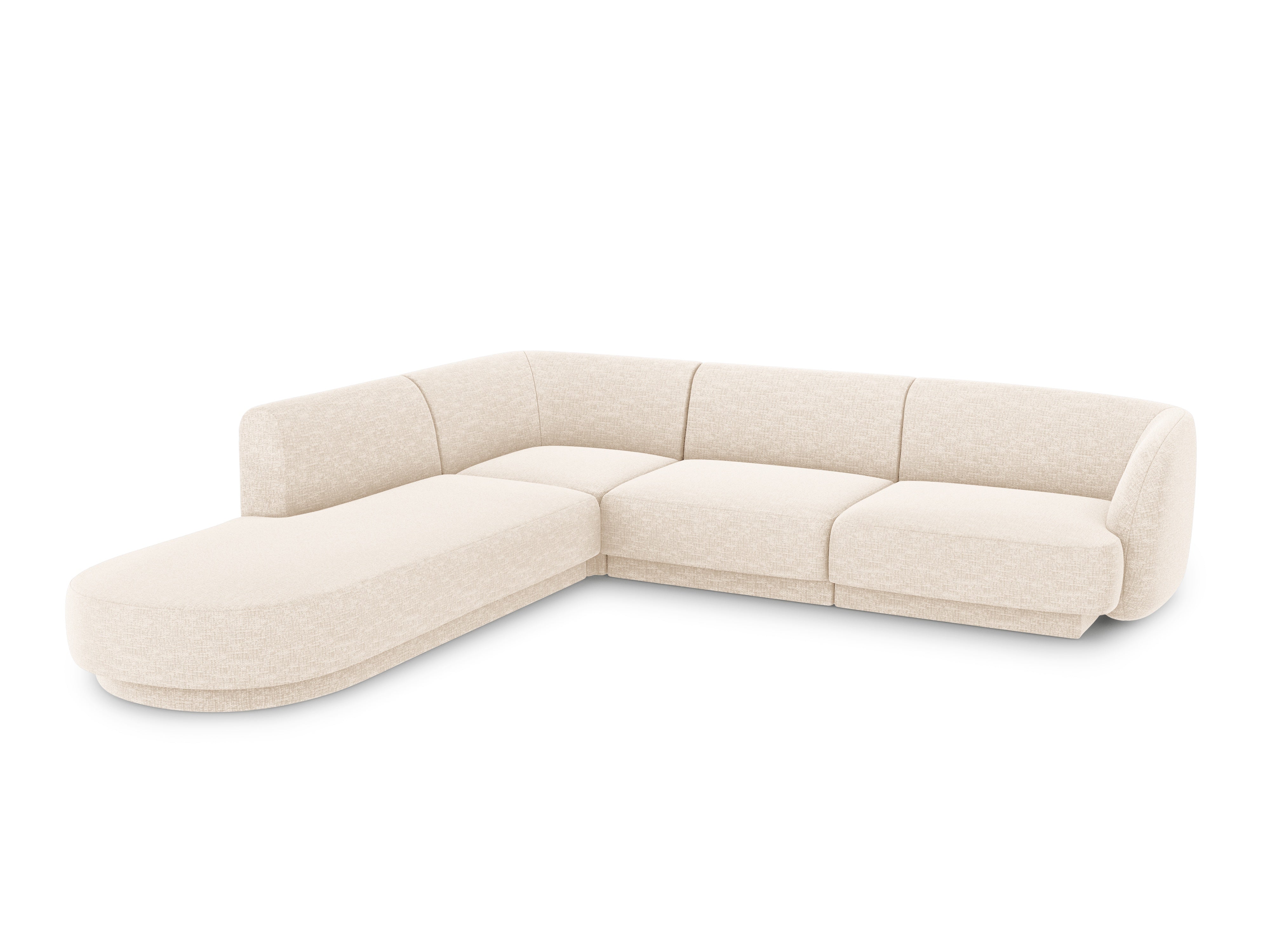 Left-sided corner sofa for 6 people MILEY ivory chenille