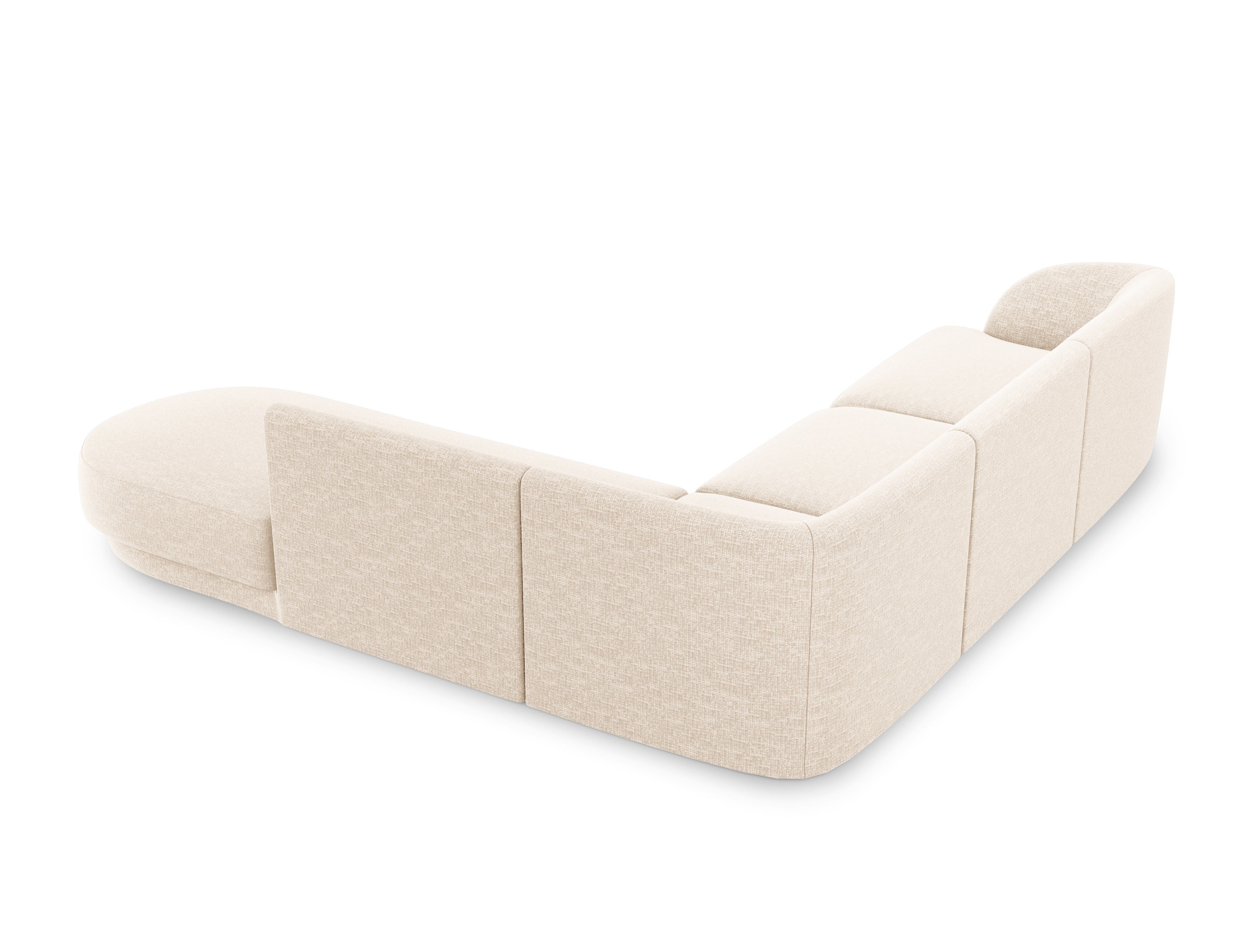 Rechthoekige 6-persoons hoekbank MILEY ivoorkleurig chenille