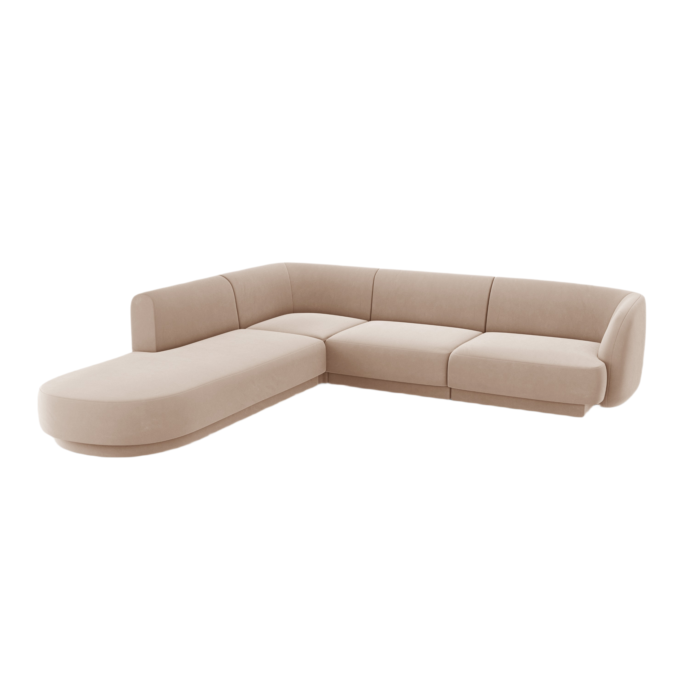 Samt-Ecksofa für 6 Personen links MILEY cappuccino