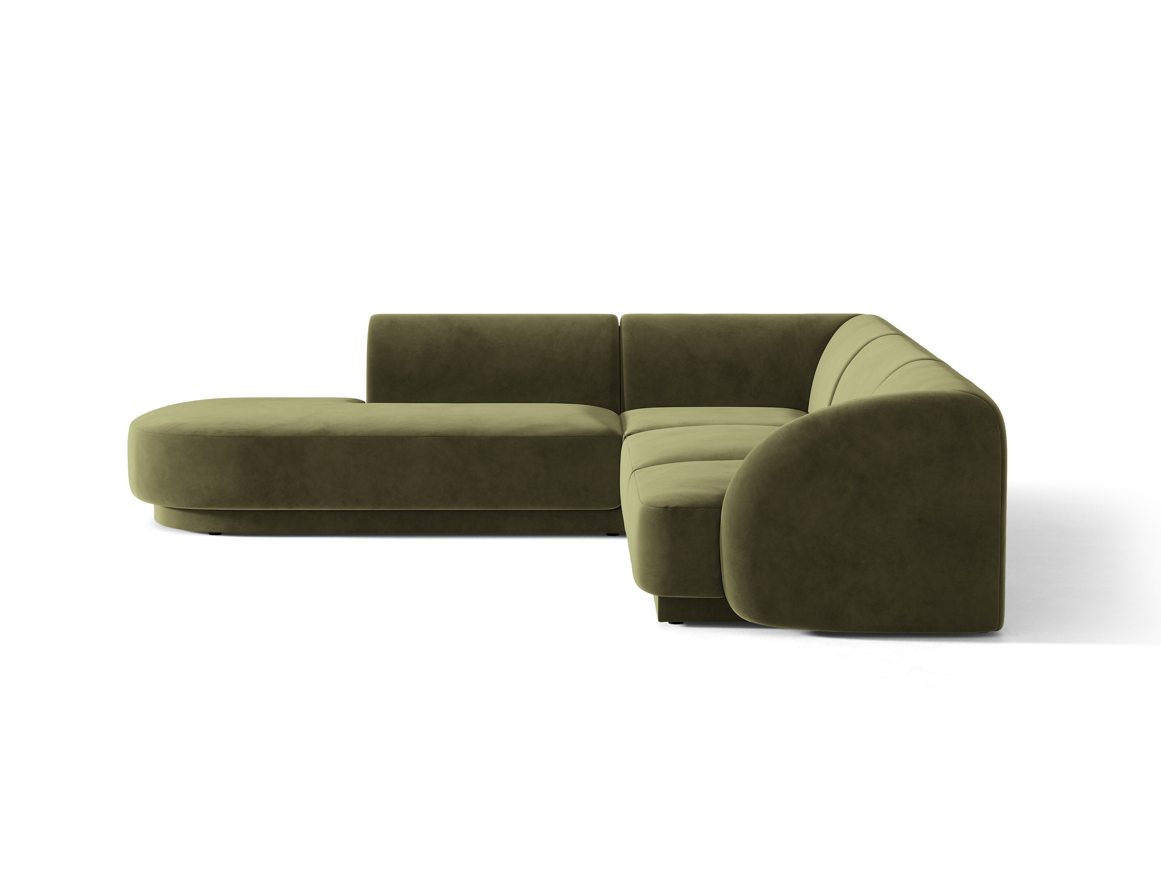 Narożnik aksamitny 6-osobowy lewostronny MILEY zielony – sofa narożna