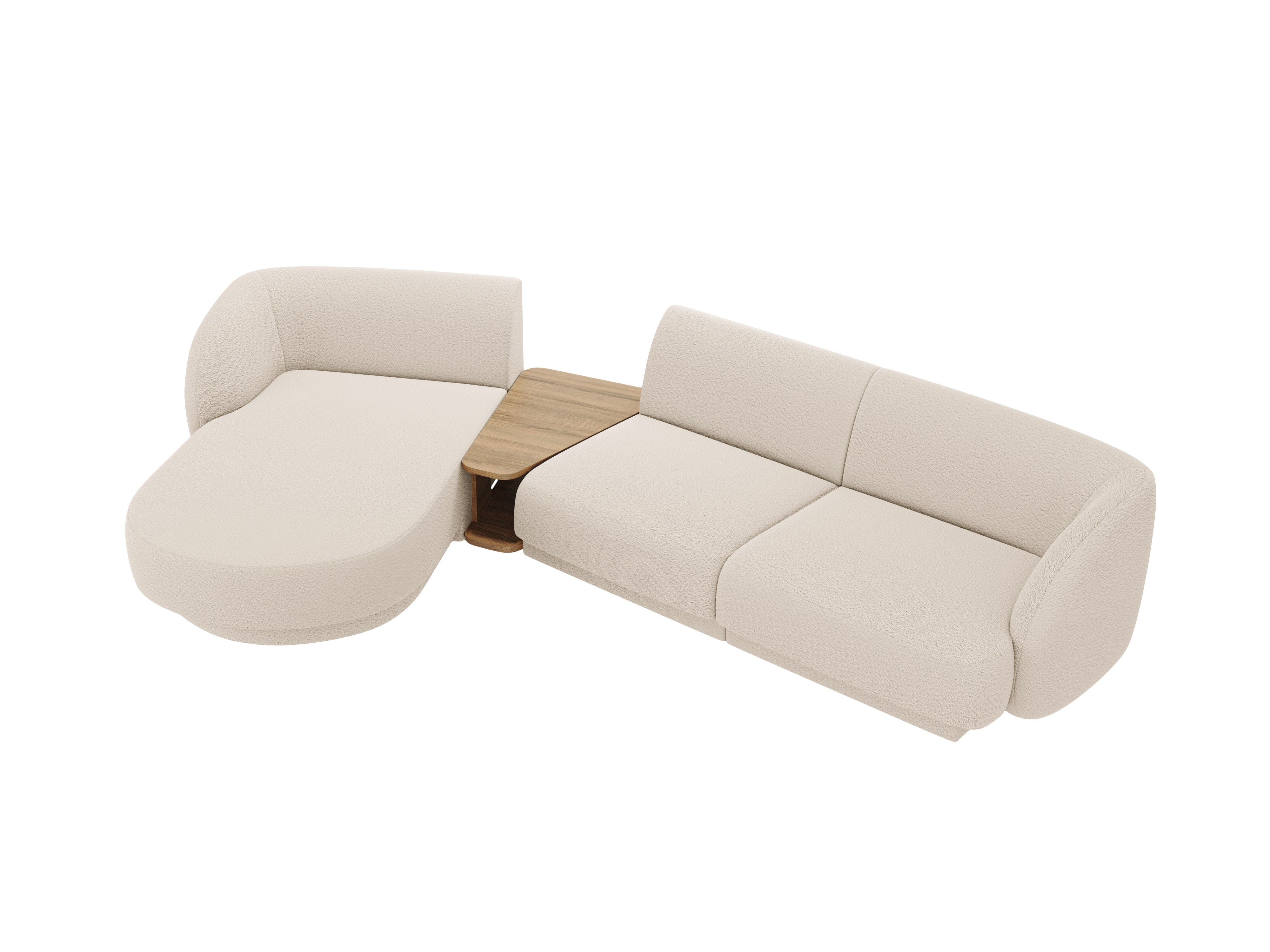 Modulares Ecksofa mit Tisch 3-sitzig links MILEY beige Boucle