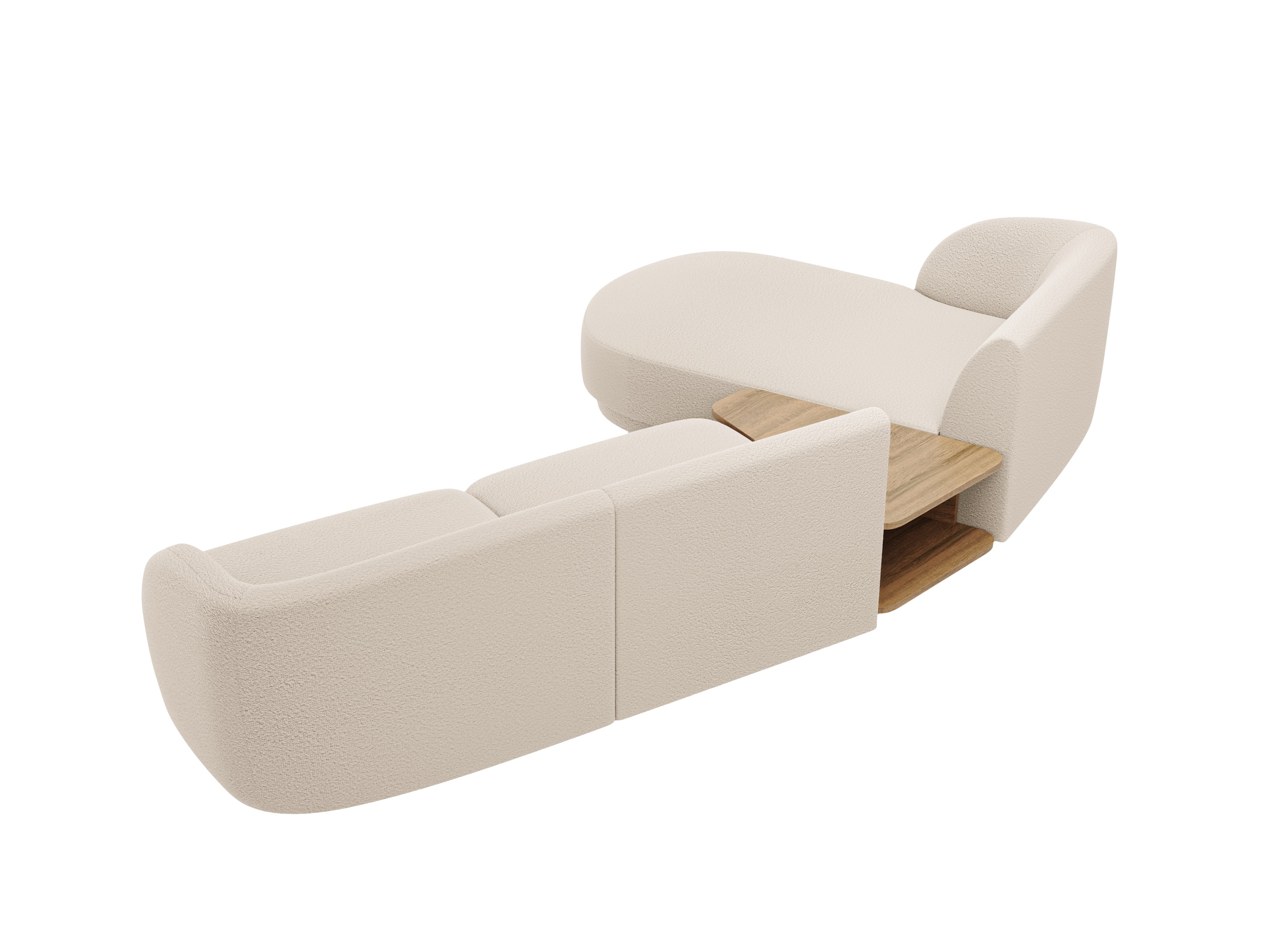 Modulares Ecksofa mit Tisch 3-sitzig links MILEY beige Boucle