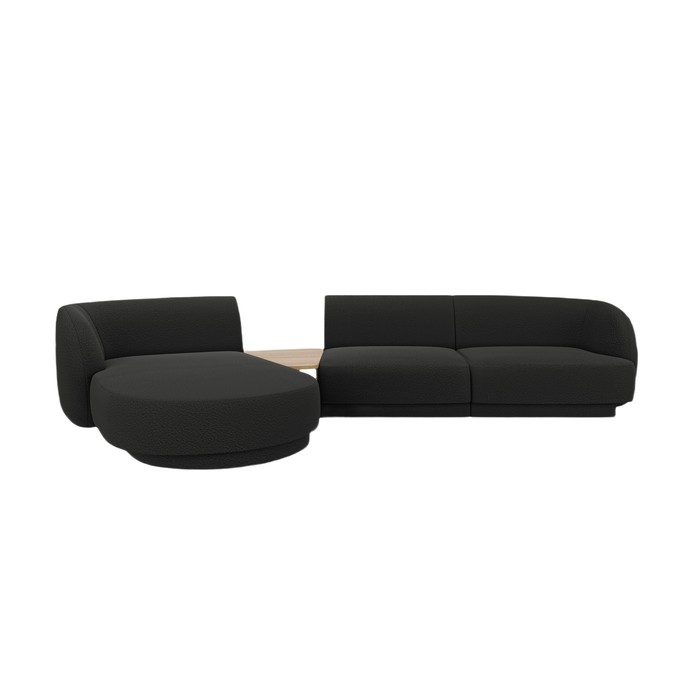Modulares Ecksofa mit Tisch 3-sitzig links MILEY schwarz Boucle