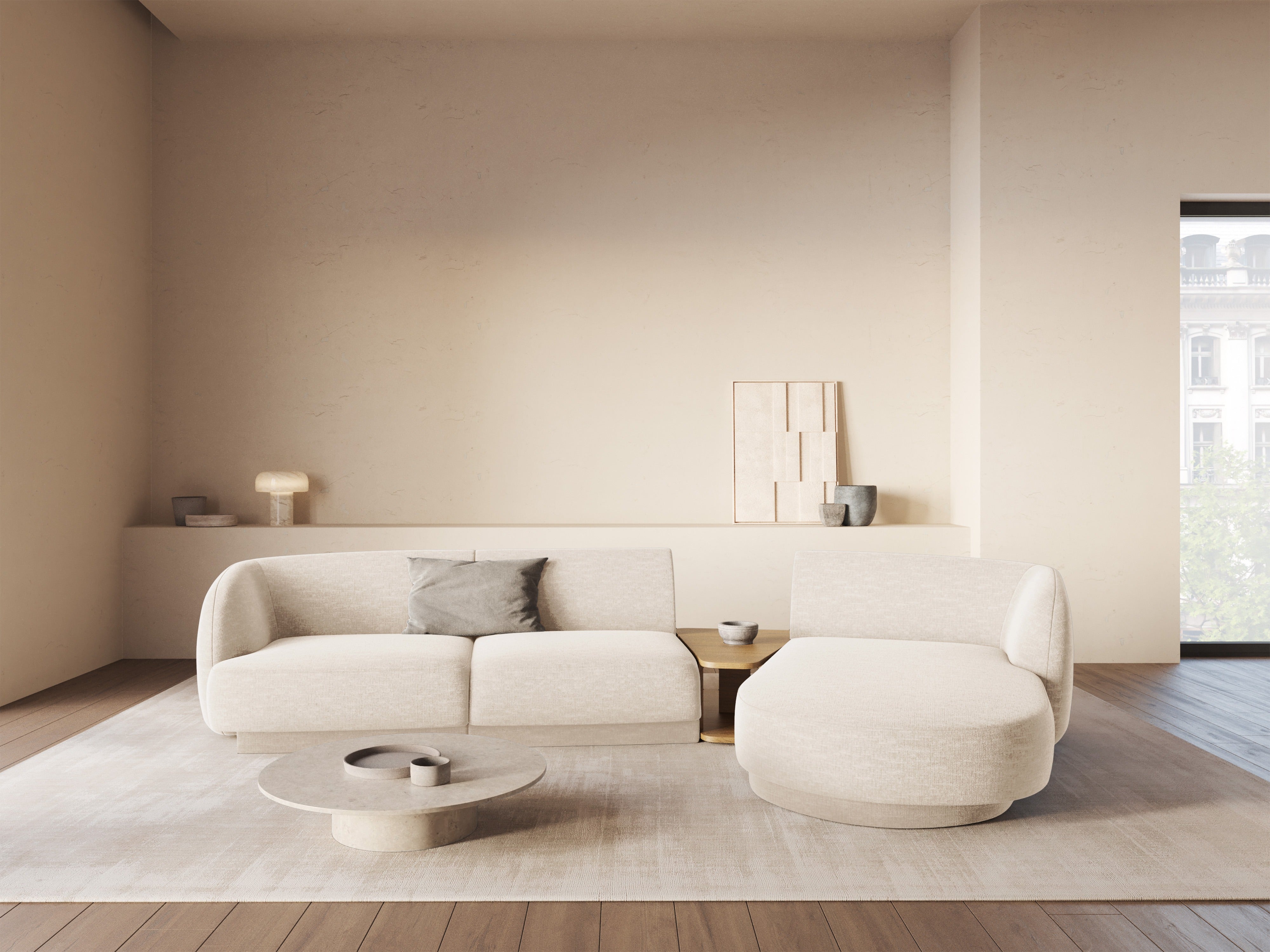 MILEY Pouf Beige Chenille Silky