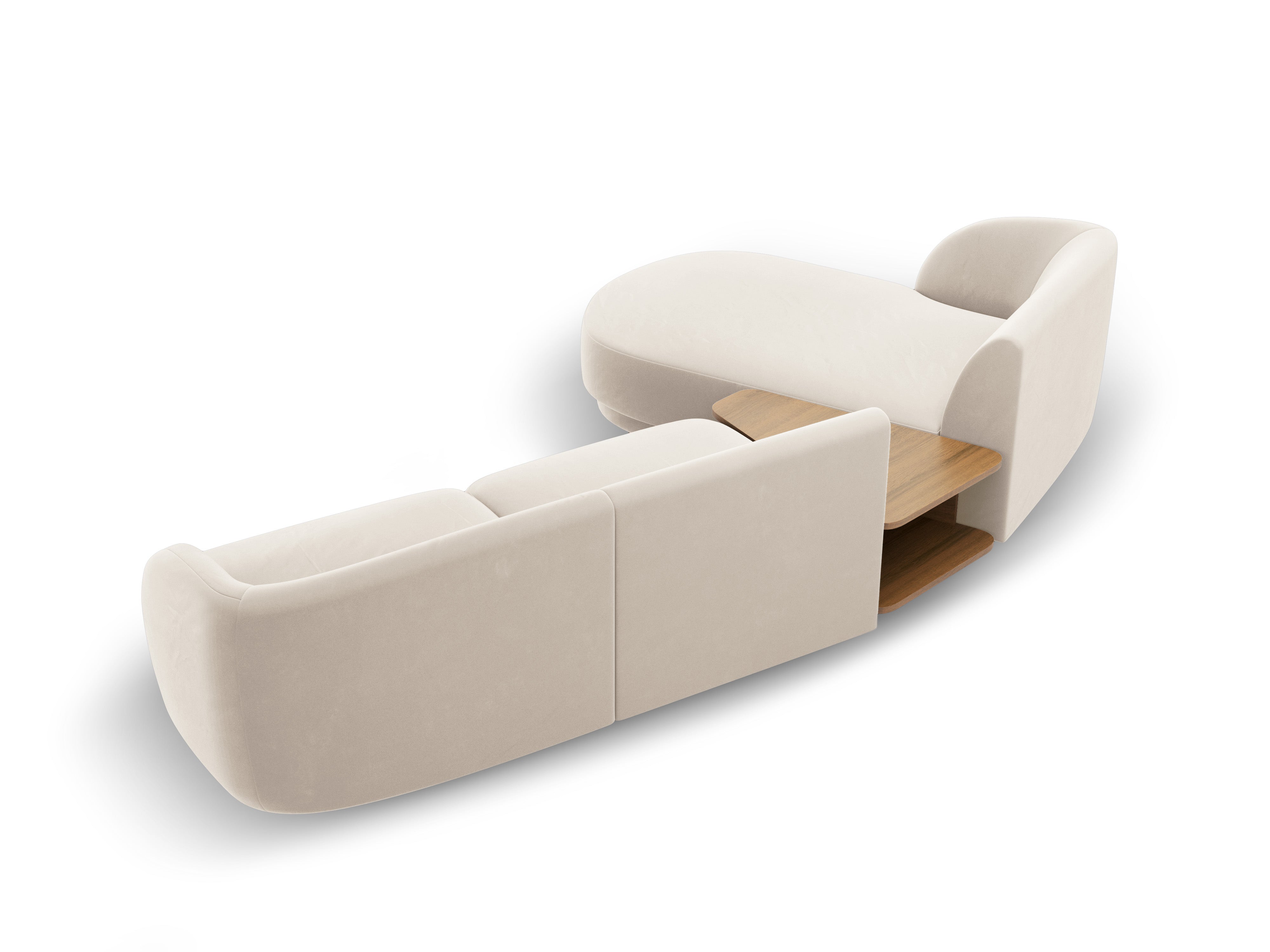 Modular corner sofa with table 3-seater left-sided MILEY light beige