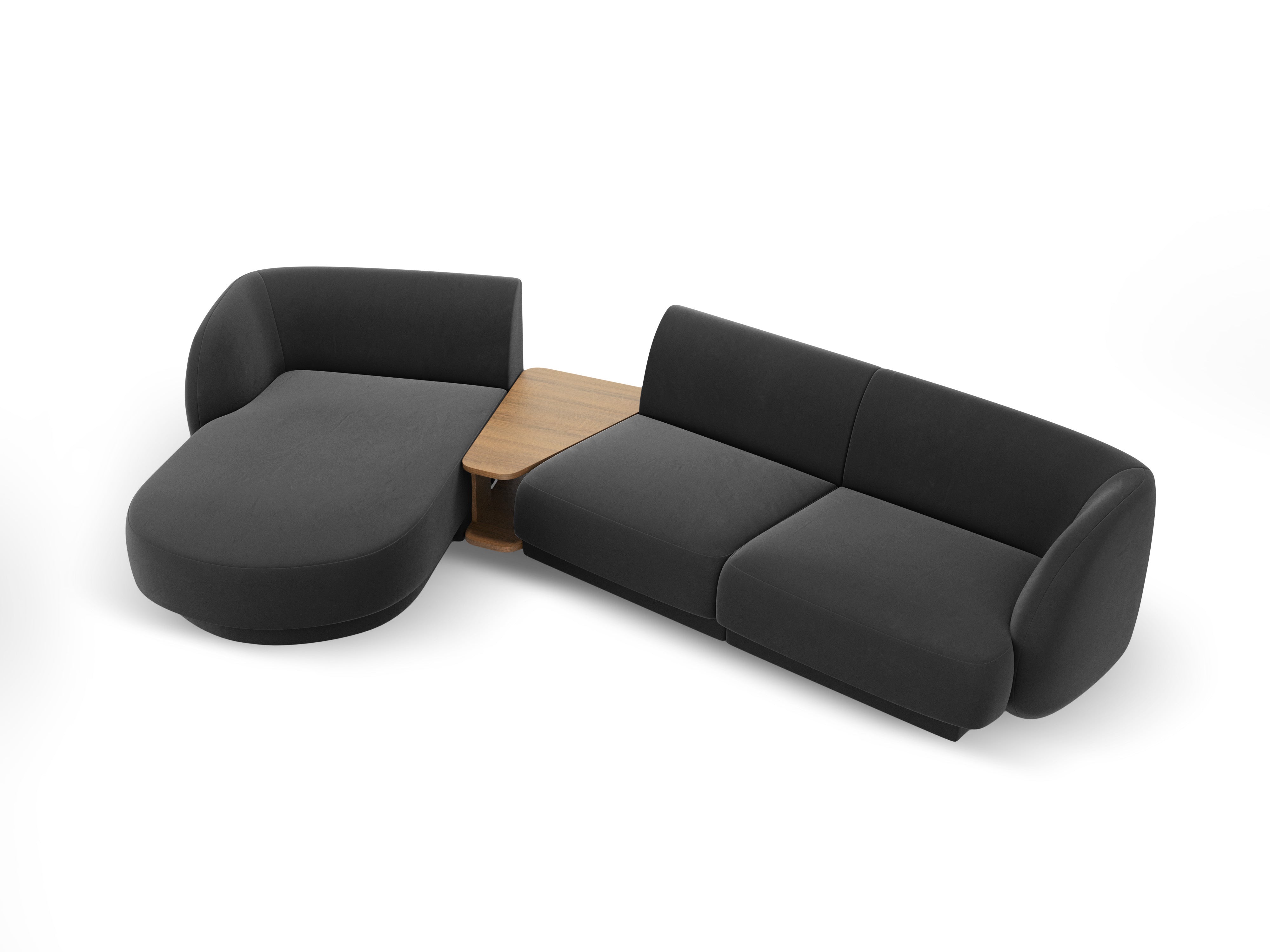 Modulaire hoekbank met tafel 3-zits links MILEY grijs