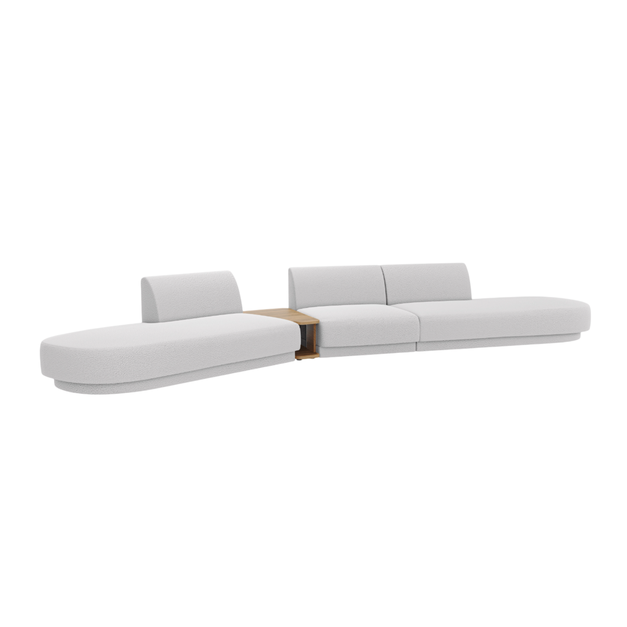 Left-sided modular sofa with table for 5 people MILEY light gray boucle