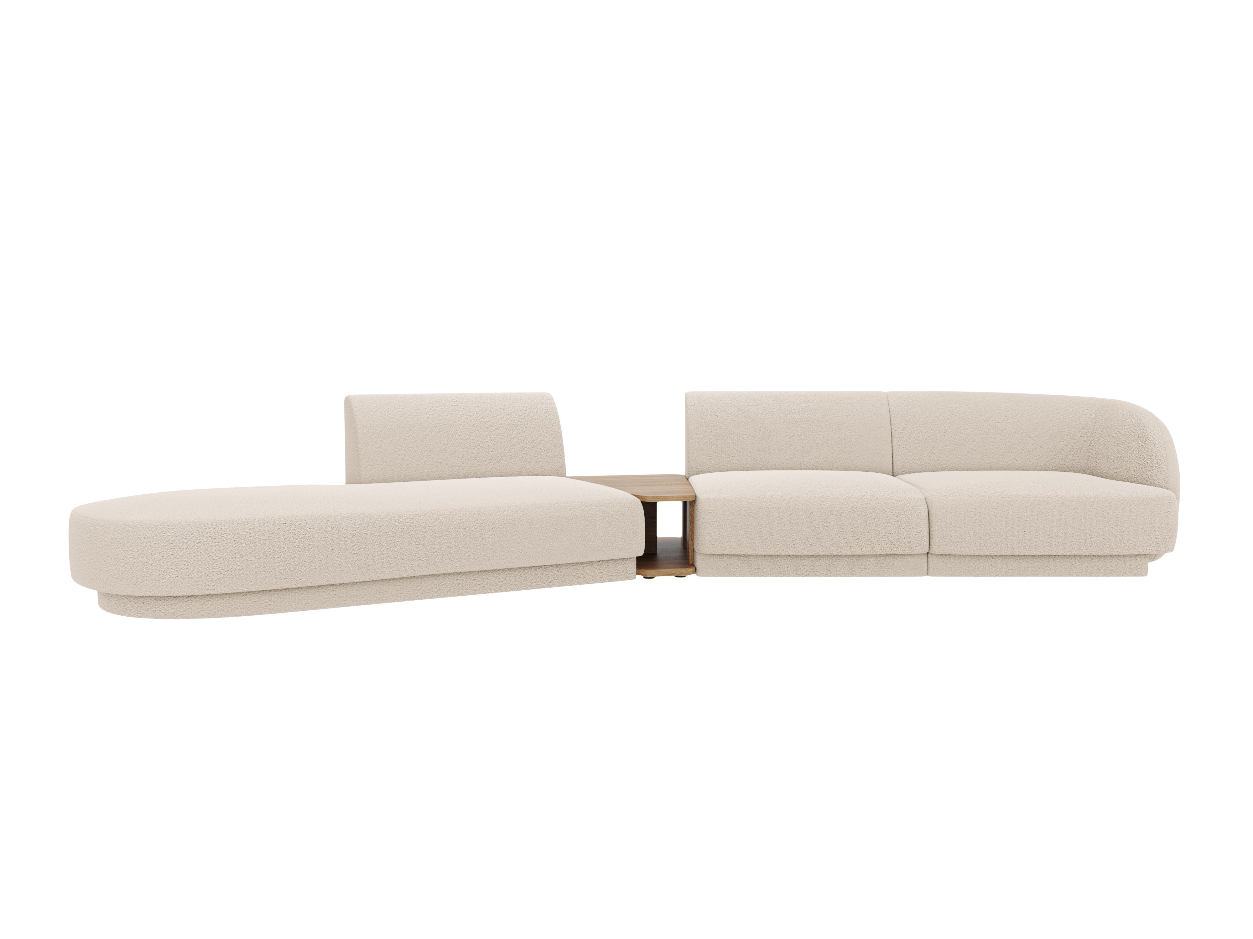 Modulares Sofa links mit Tisch für 4 Personen MILEY beige Boucle