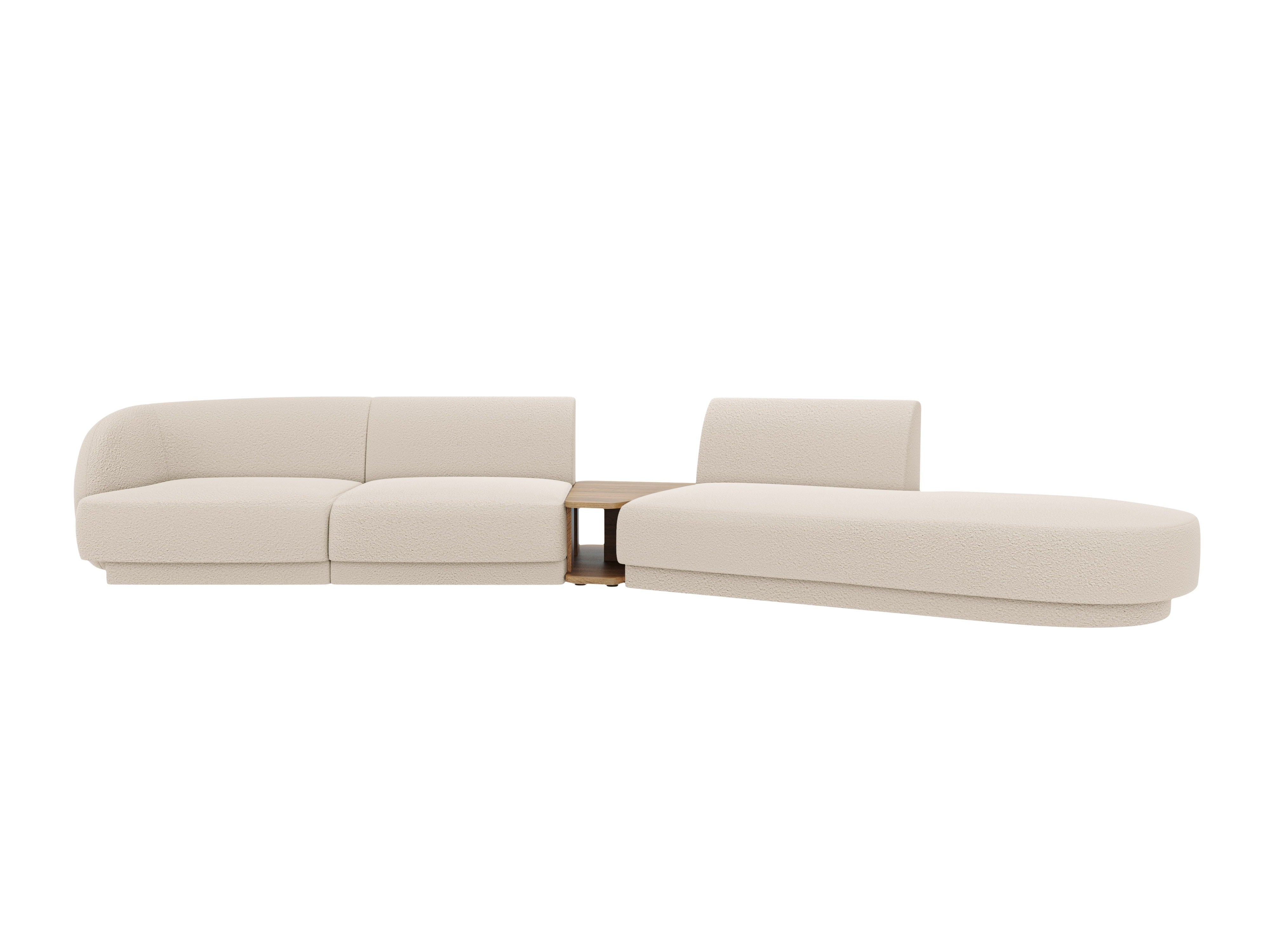 Modular Sofa mit Tisch, 4-Sitzer, rechtsseitig, MILEY, beige Boucle