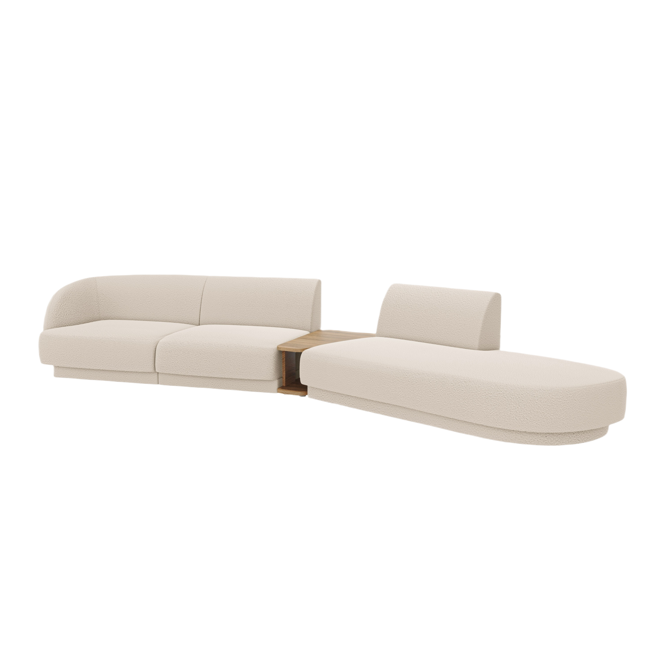 Modular Sofa mit Tisch, 4-Sitzer, rechtsseitig, MILEY, beige Boucle