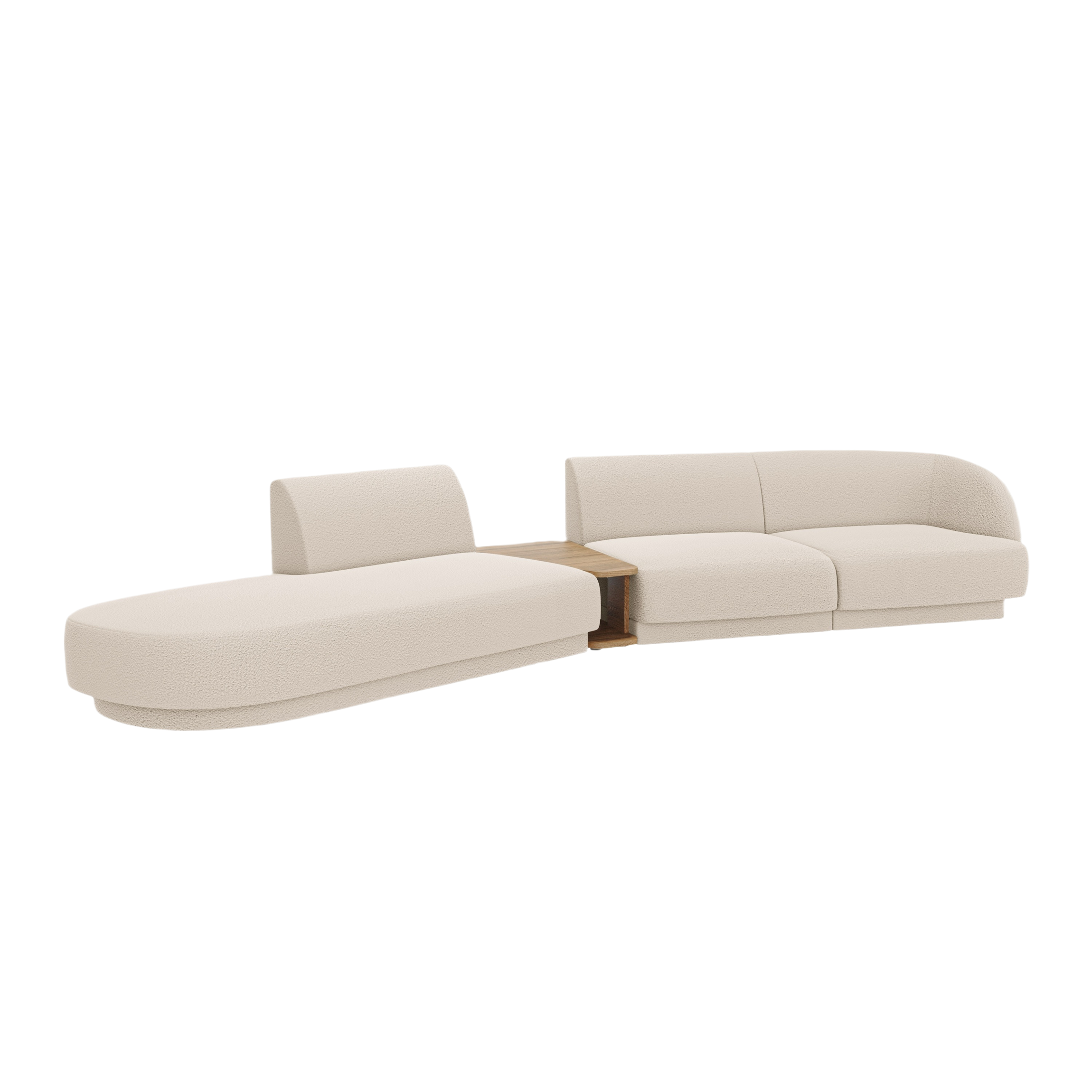 Modulares Sofa links mit Tisch für 4 Personen MILEY beige Boucle