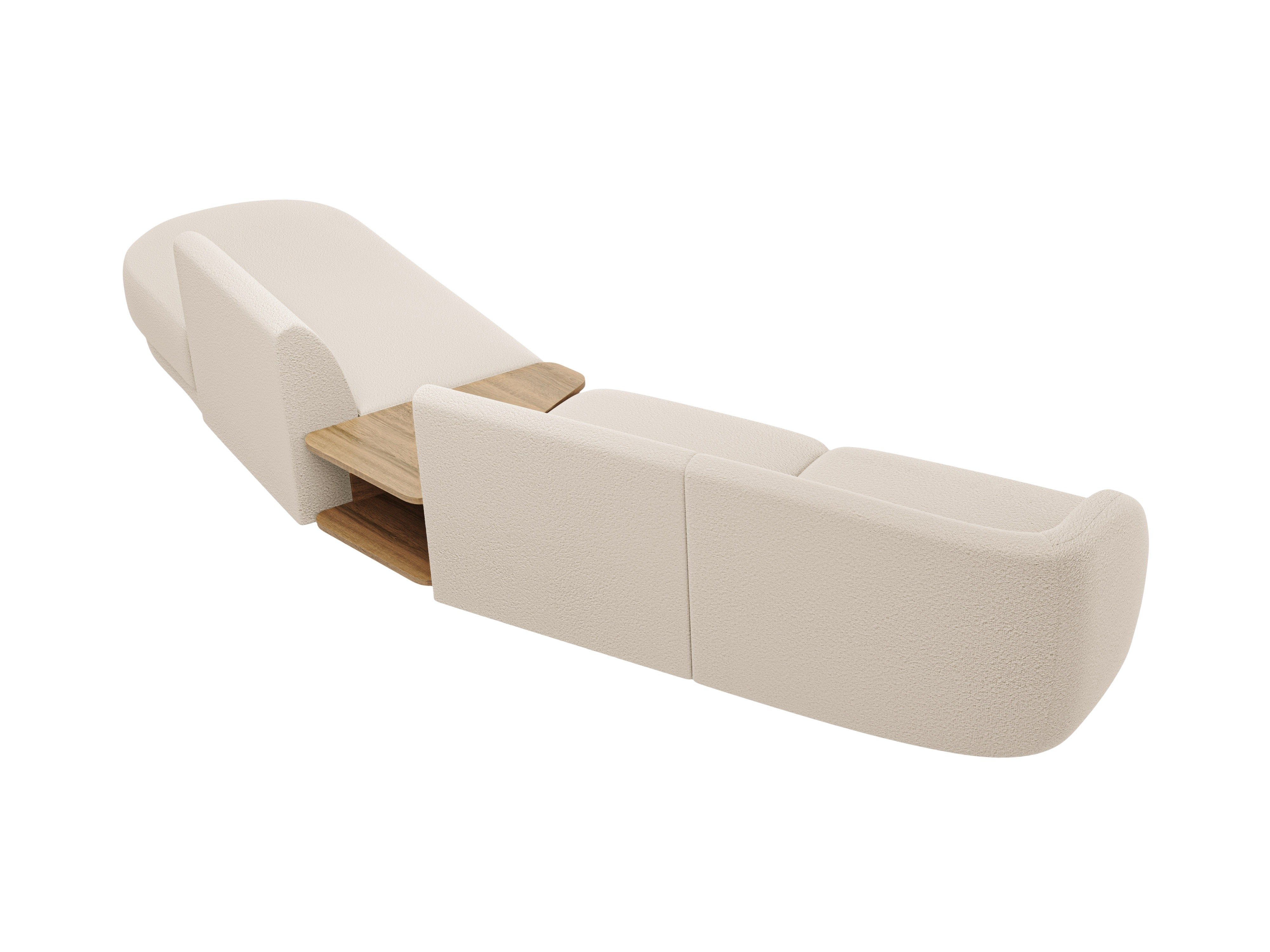 Modular Sofa mit Tisch, 4-Sitzer, rechtsseitig, MILEY, beige Boucle