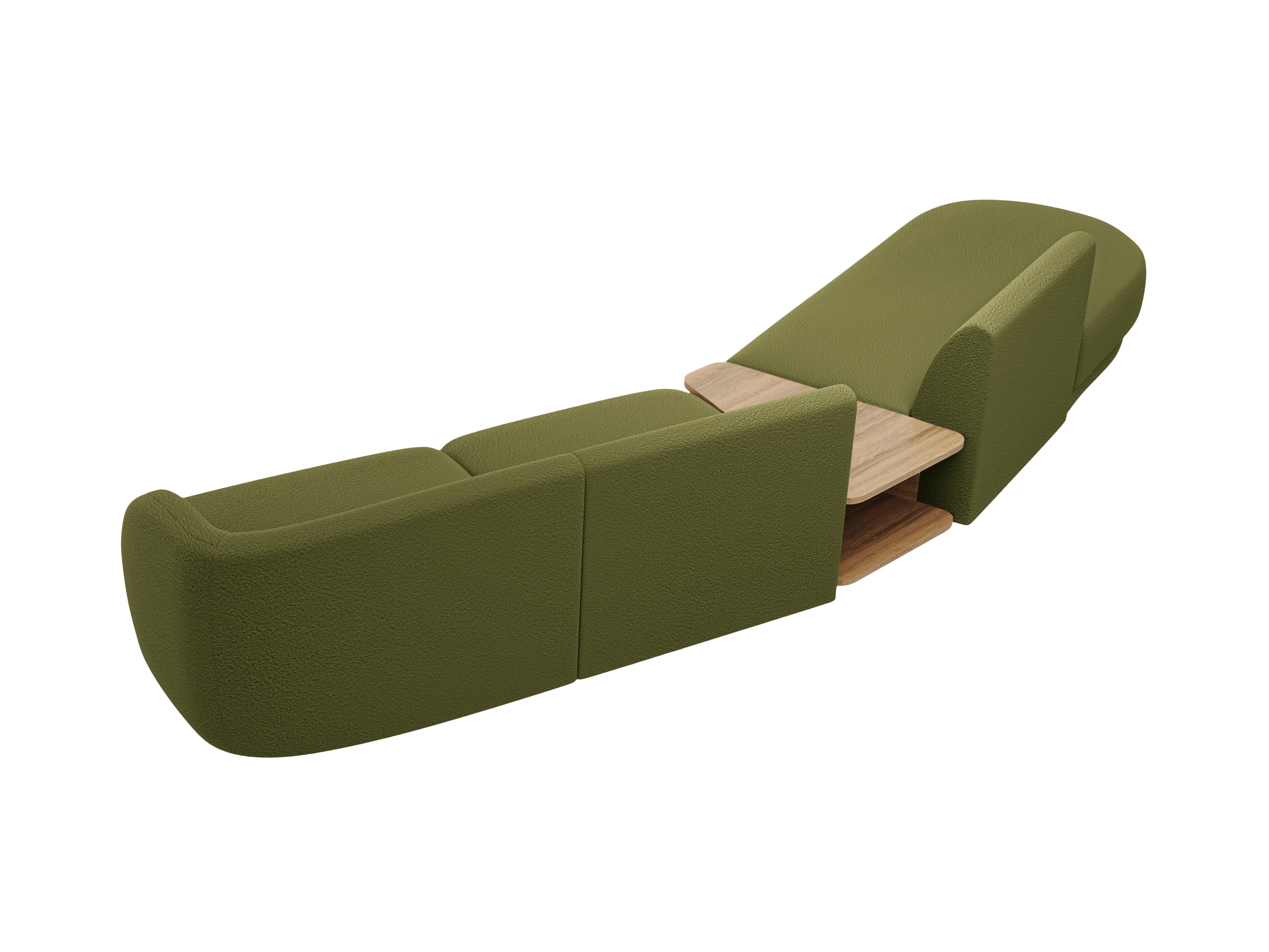 Modulaire linkerbank met tafel voor 4 personen MILEY groene boucle