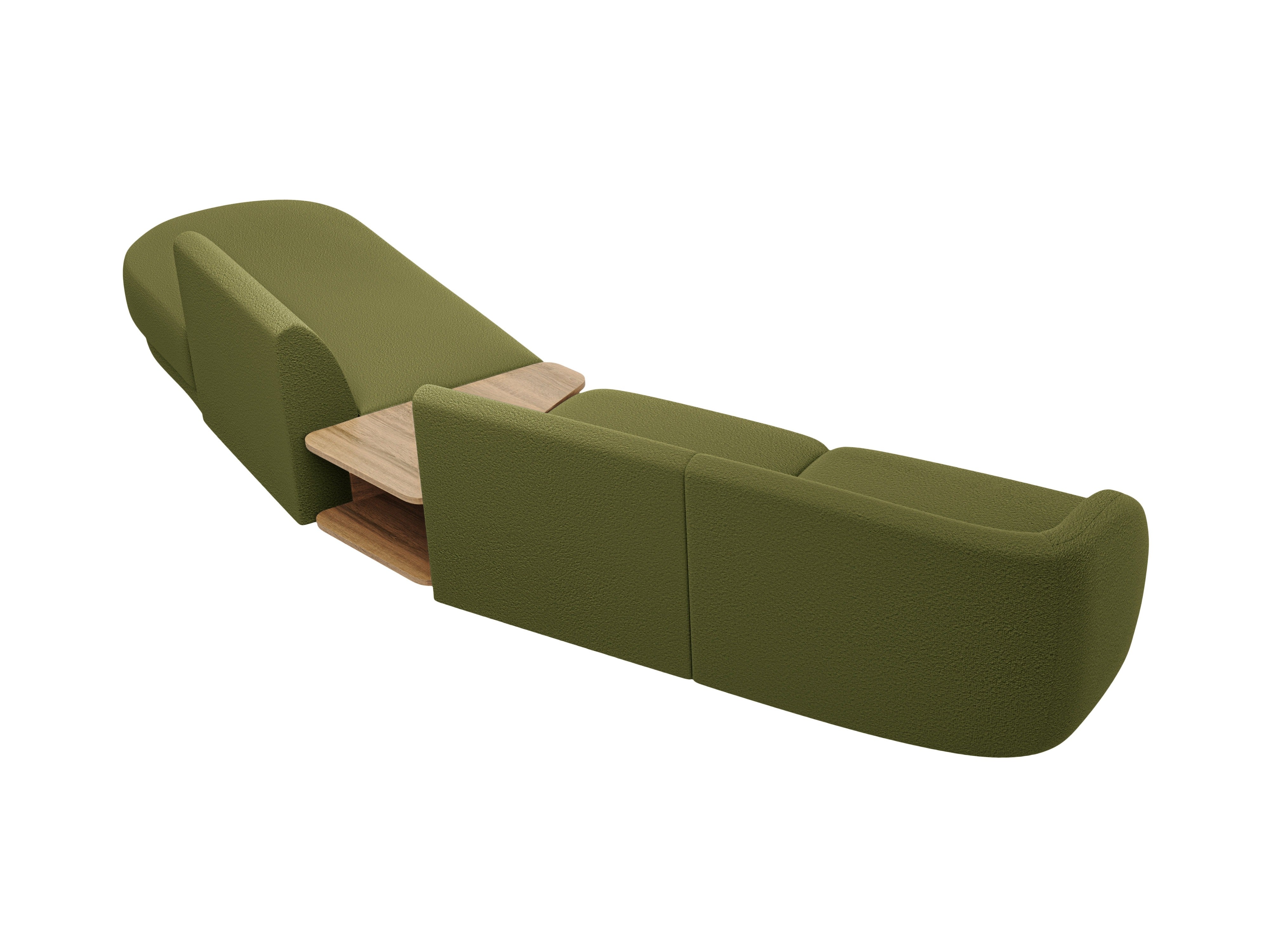 Modulaire bank met rechtszijdige armleuning en tafel voor 4 personen MILEY groene boucle