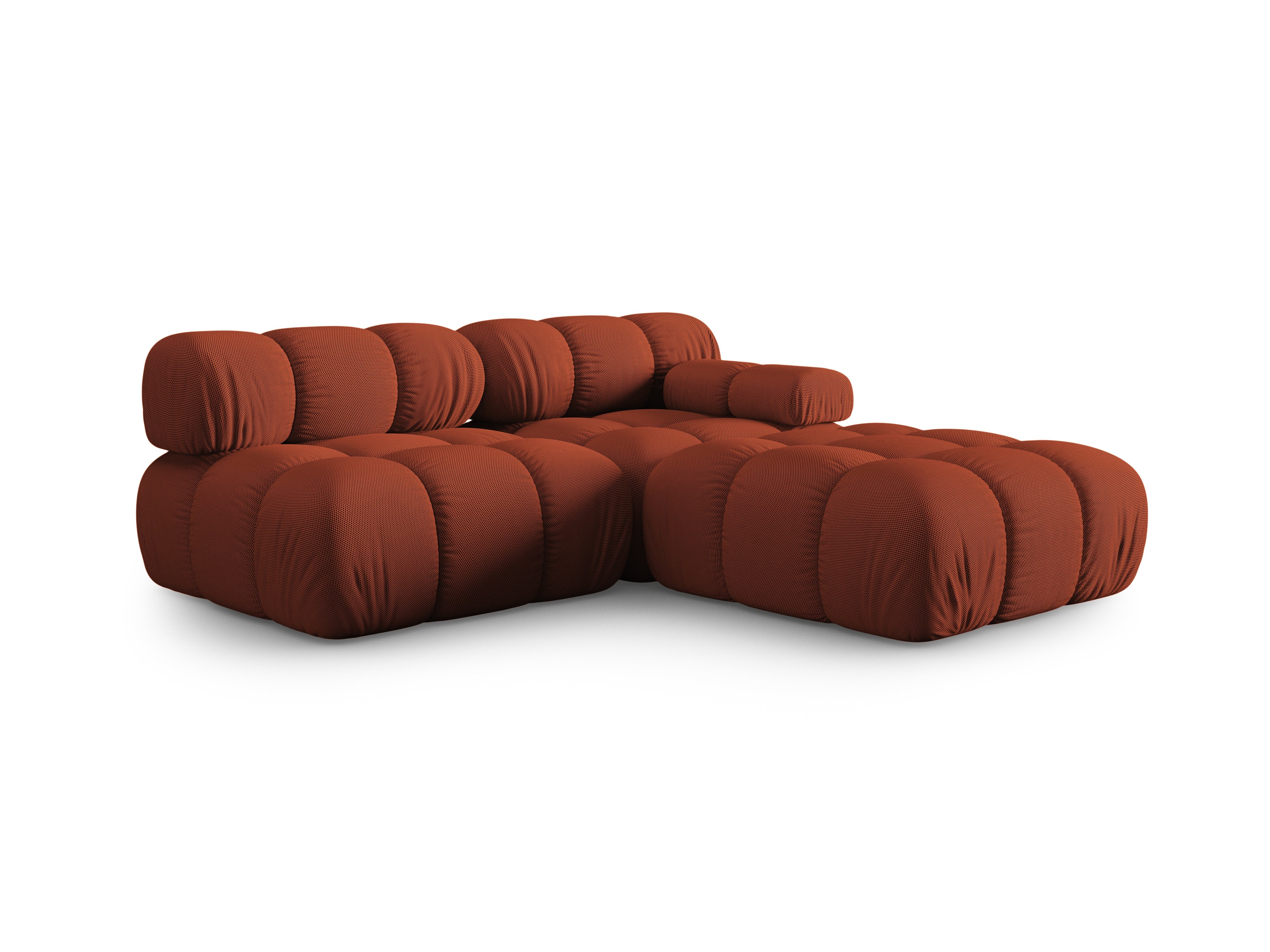 Modulaire open linker bank BELLIS in baksteen 3D stof