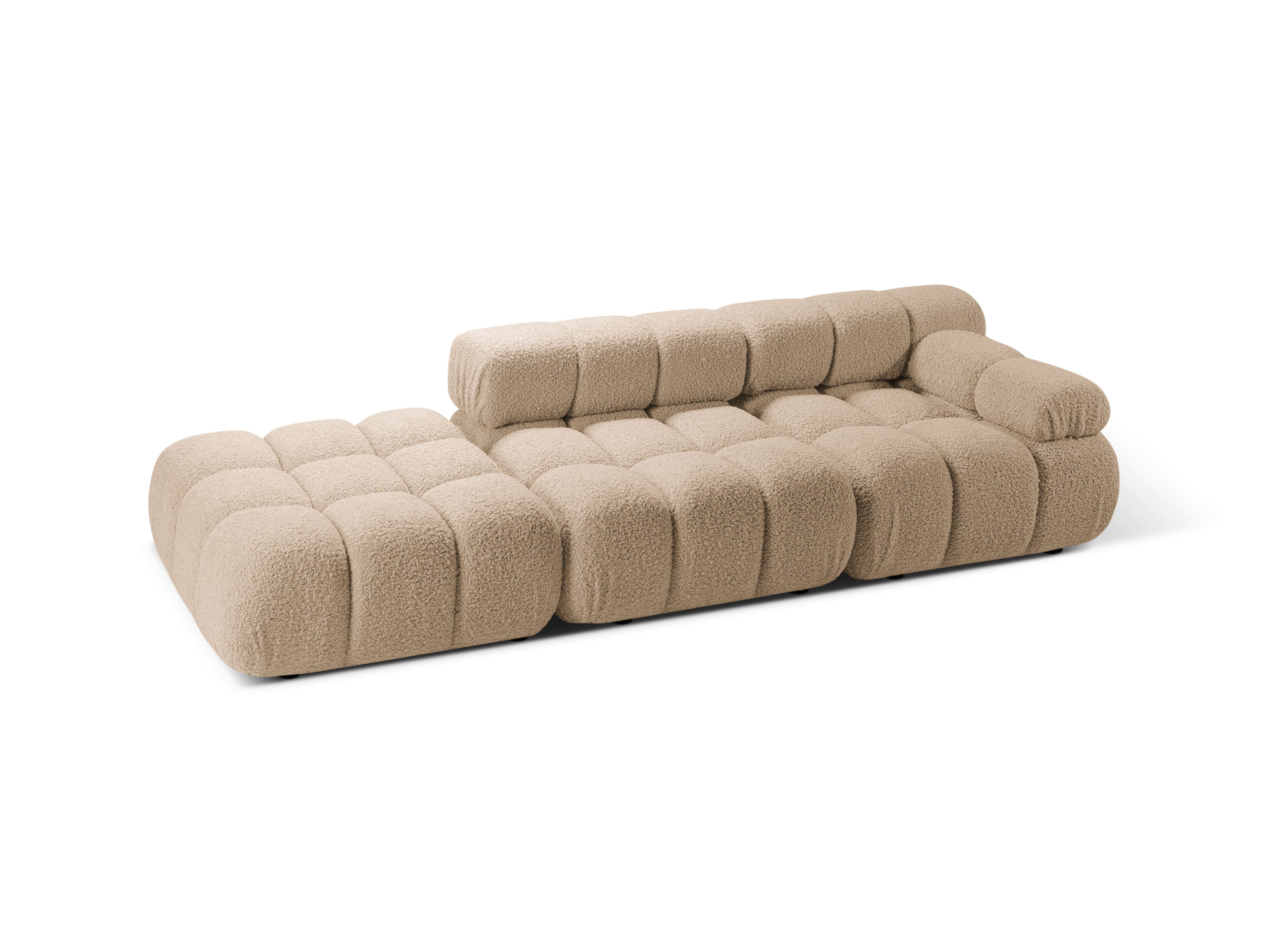 Modulaire open linker BELLIS bank in zandkleurige boucle