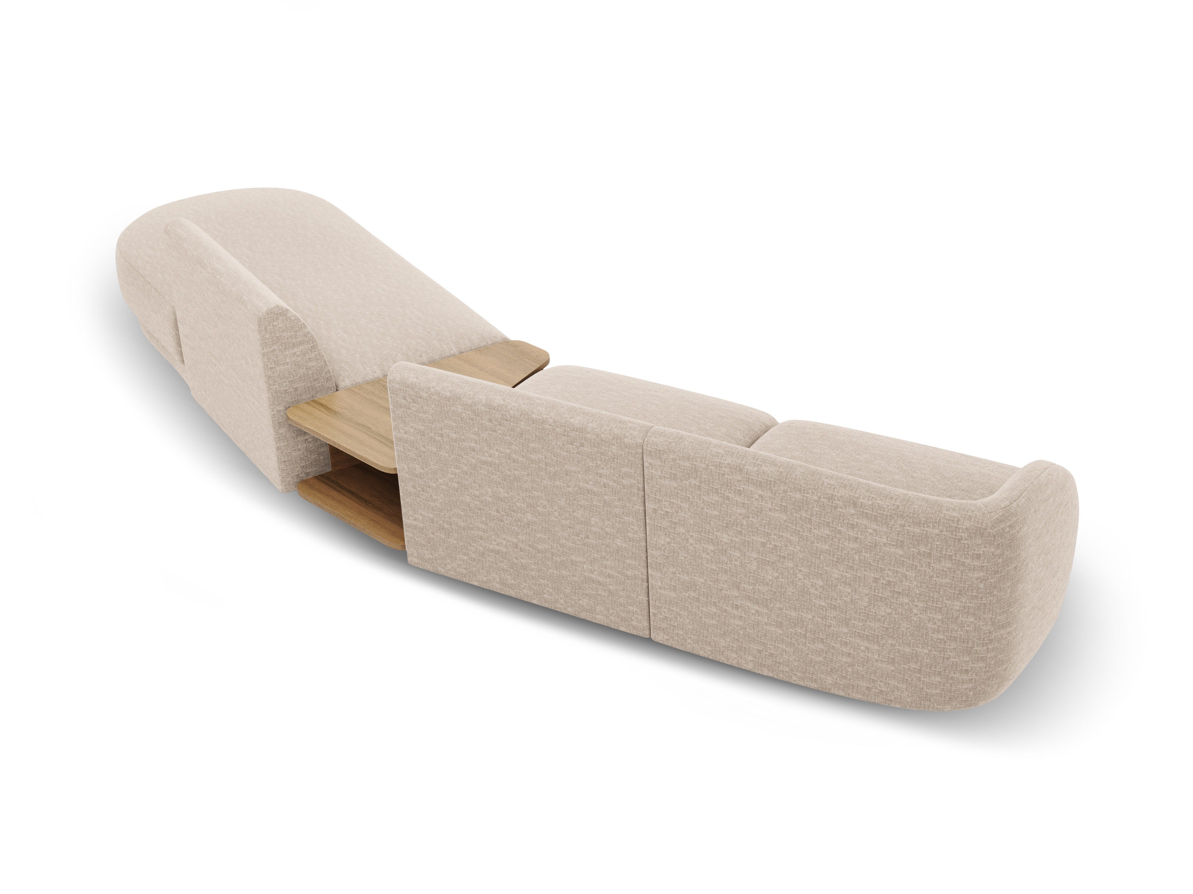 Modulaire bank met rechtszijdige armleuning en tafel, 4-persoons MILEY, beige chenille