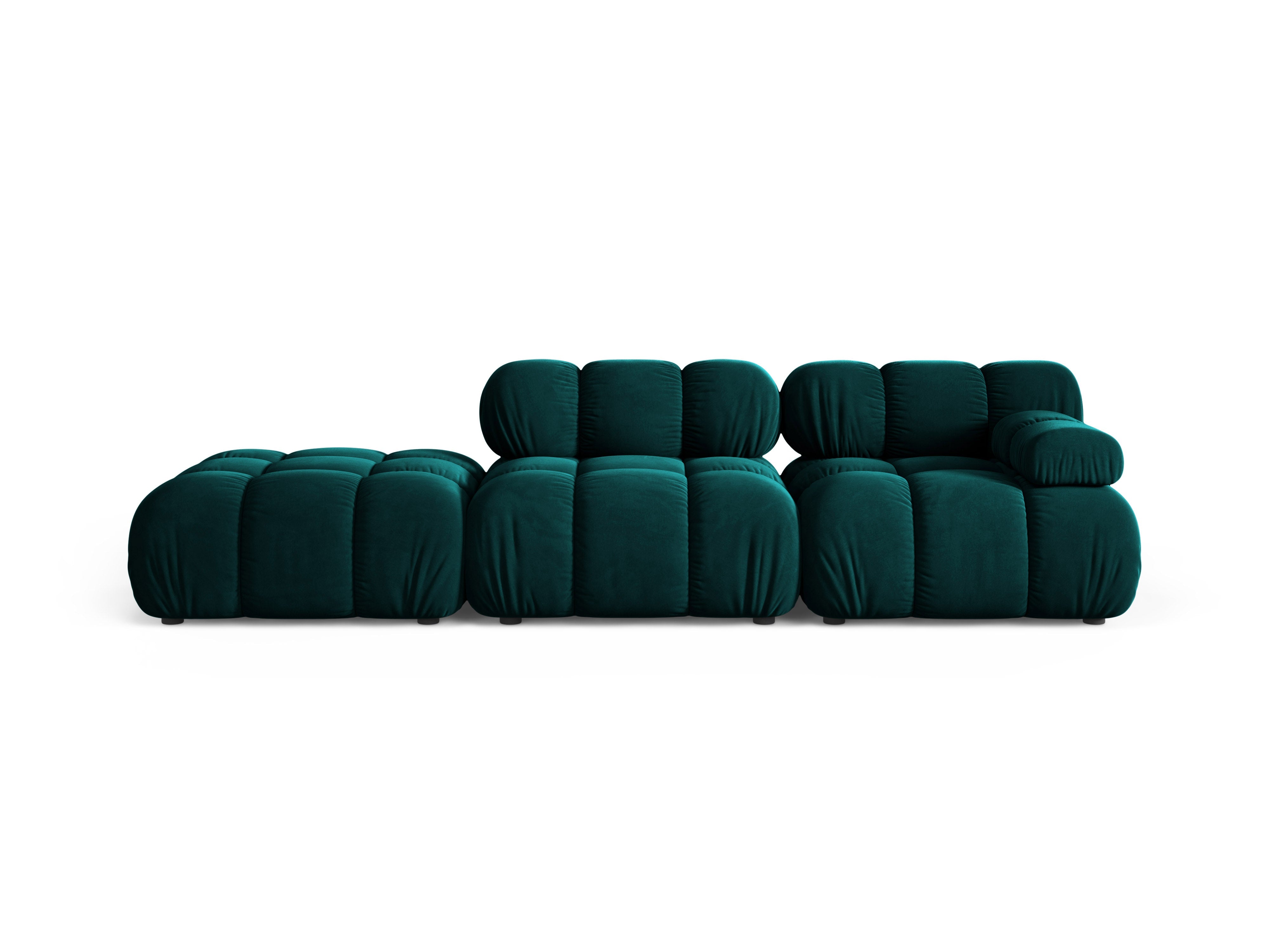 Modulaire open linker BELLIS bank in diep petrol velours