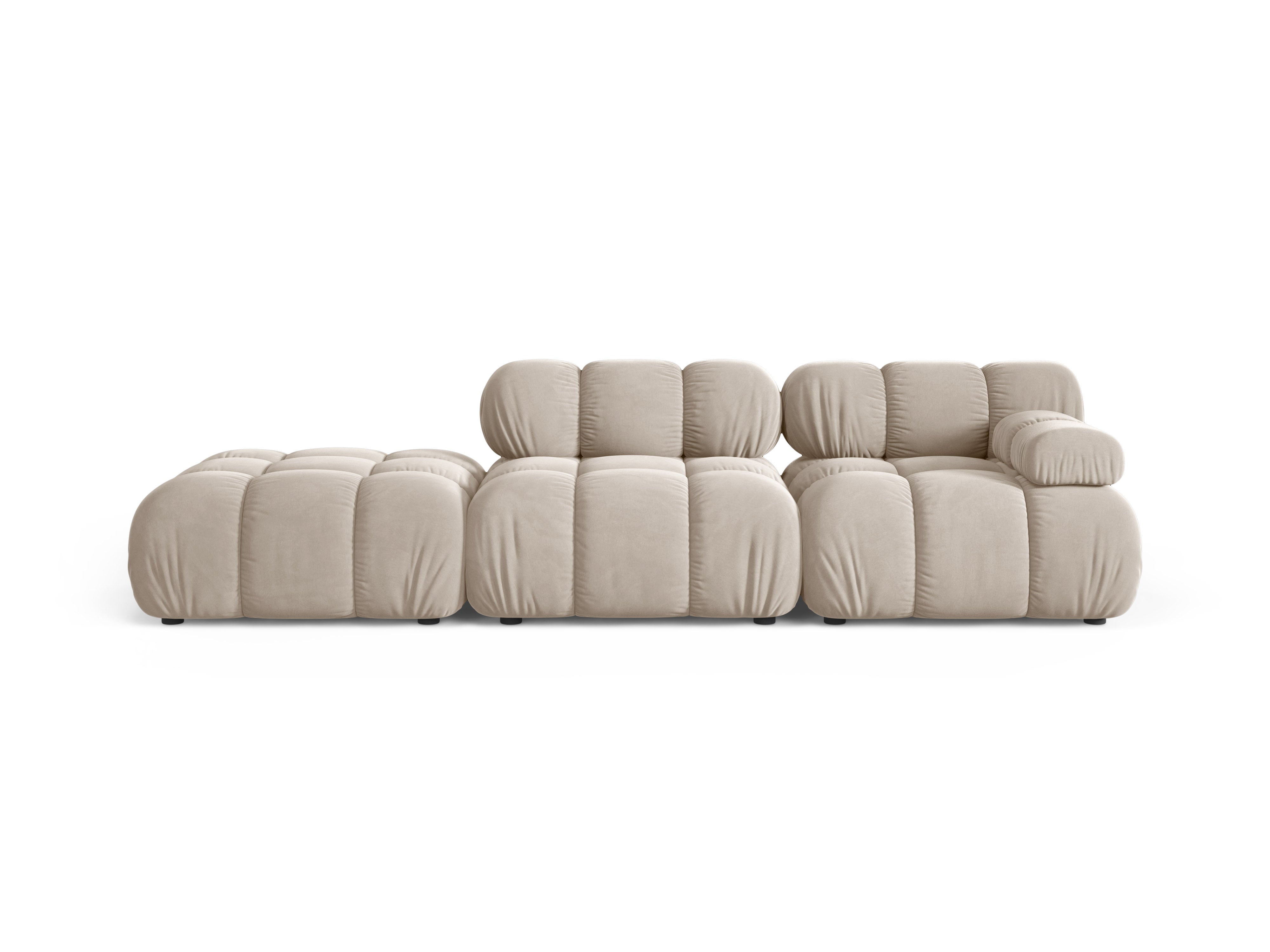 Modulaire open linkse fluwelen bank BELLIS beige