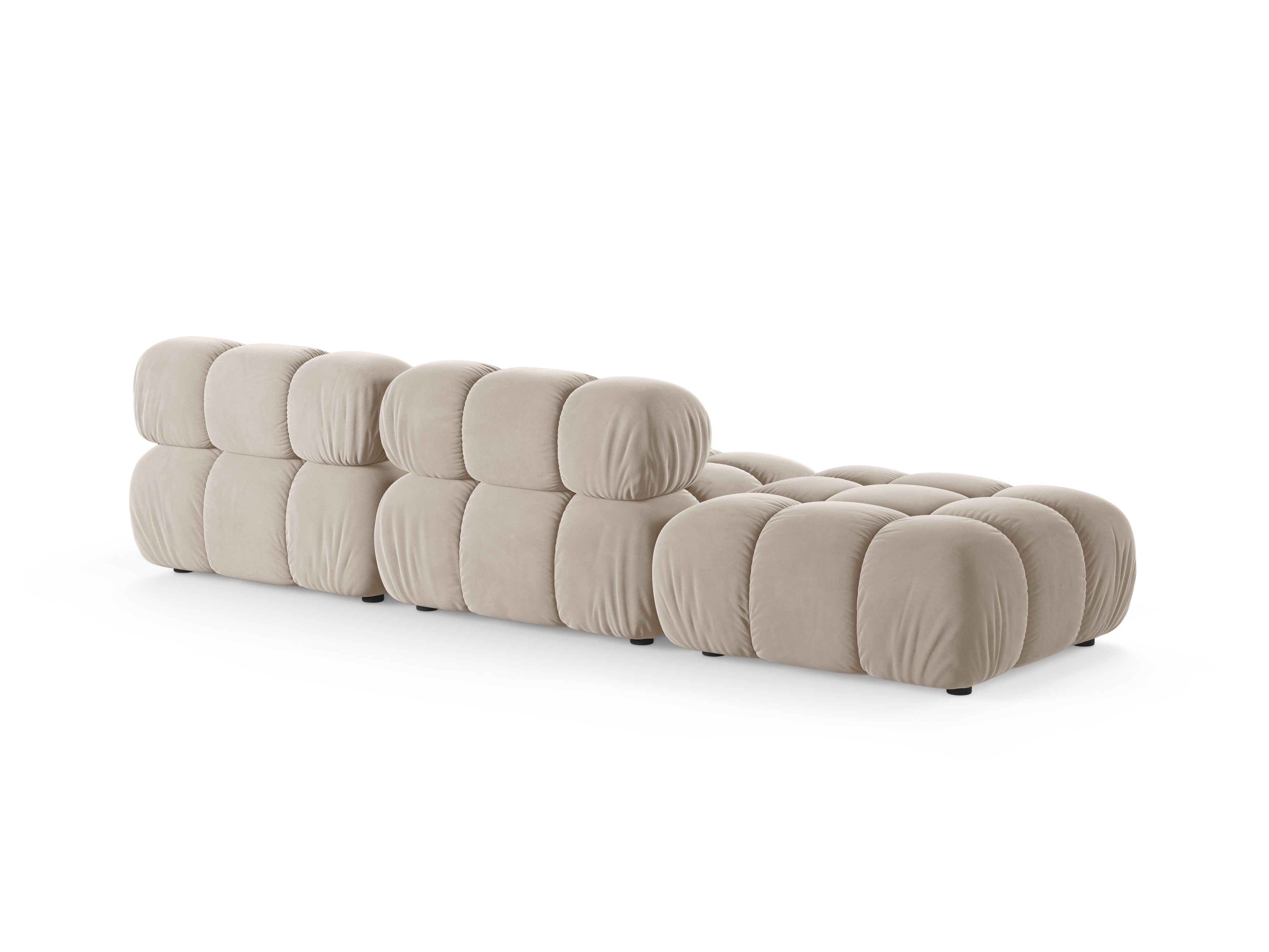 Modulaire open linkse fluwelen bank BELLIS beige