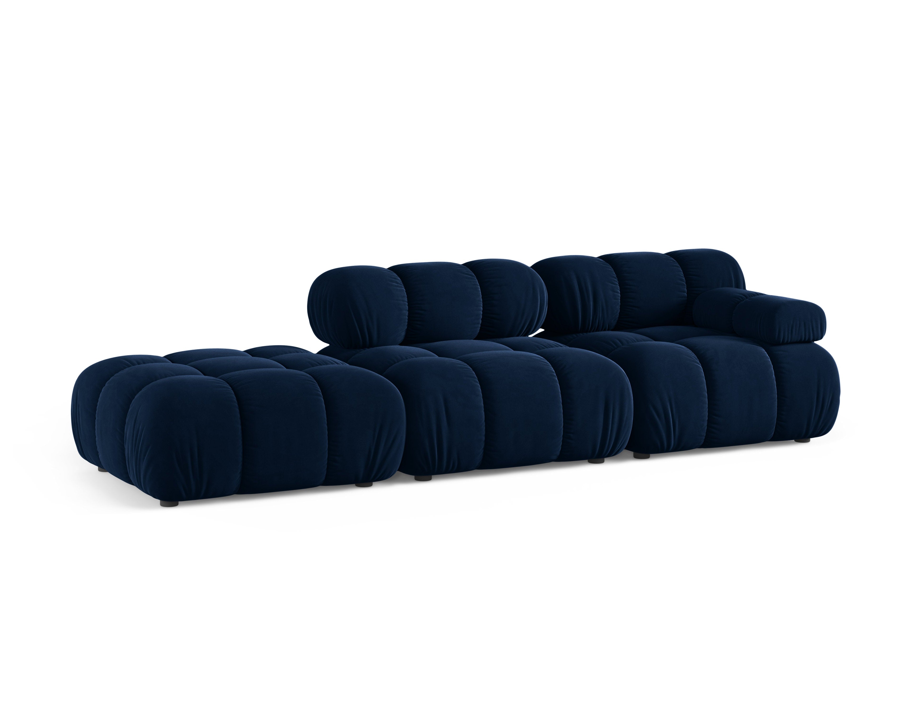 Modulaire fluwelen open linker BELLIS bank in koninklijk blauw