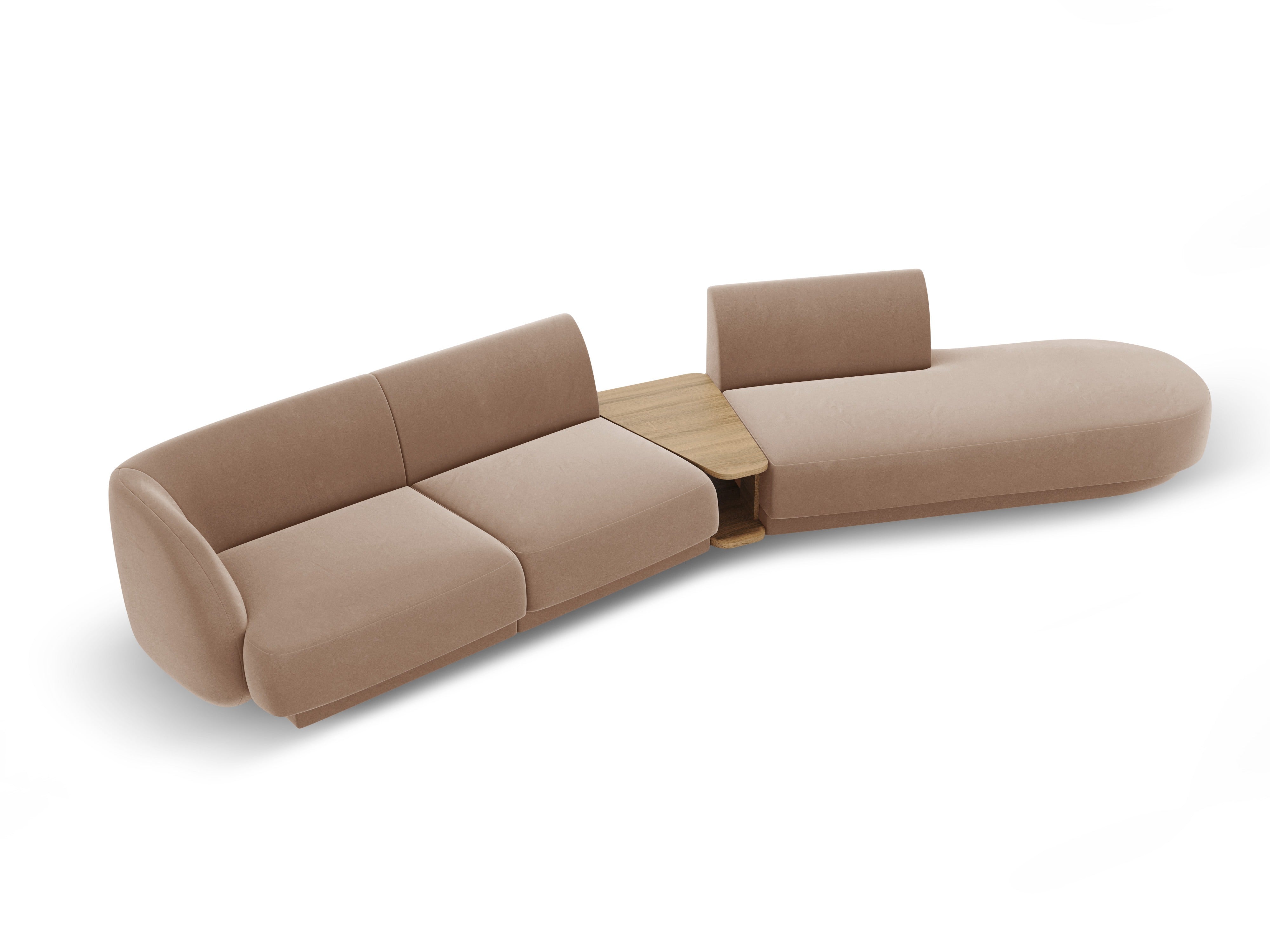 Modulsofa rechtsseitig mit Tisch, 4-sitzig, samt MILEY cappuccino