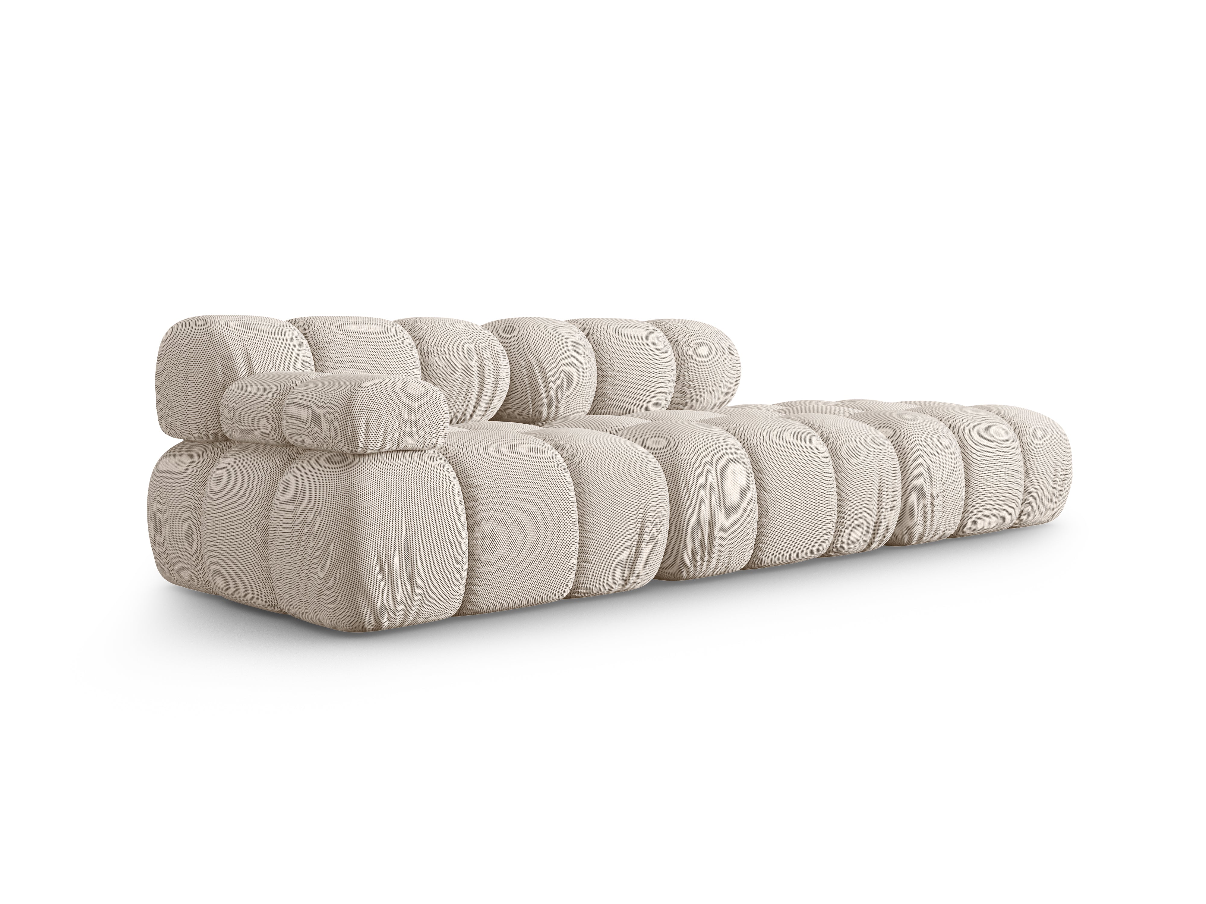 Modulaire open rechter BELLIS bank in beige 3D stof