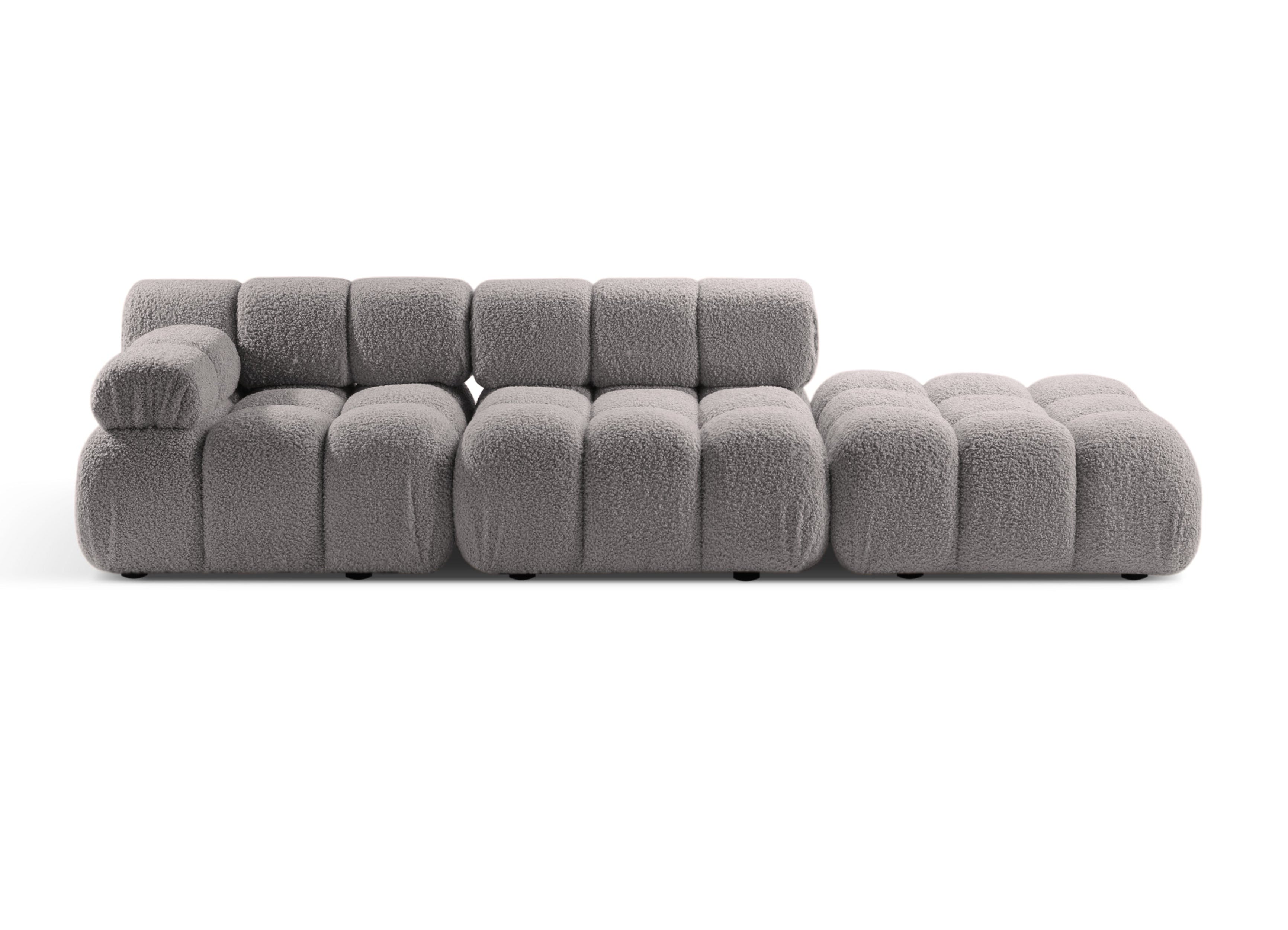 Modulaire open rechter BELLIS bank grijs boucle