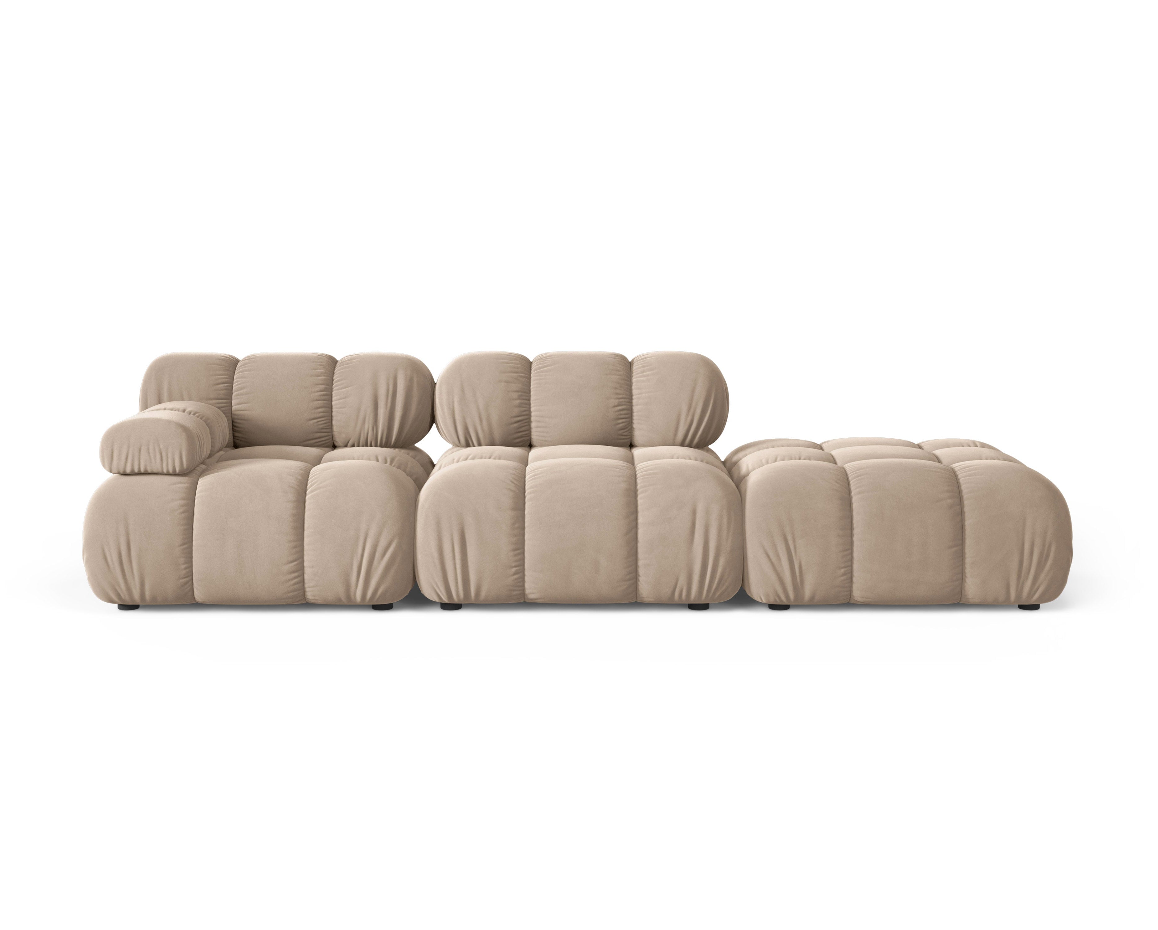 Modulaire open rechter BELLIS bank in beige fluweel