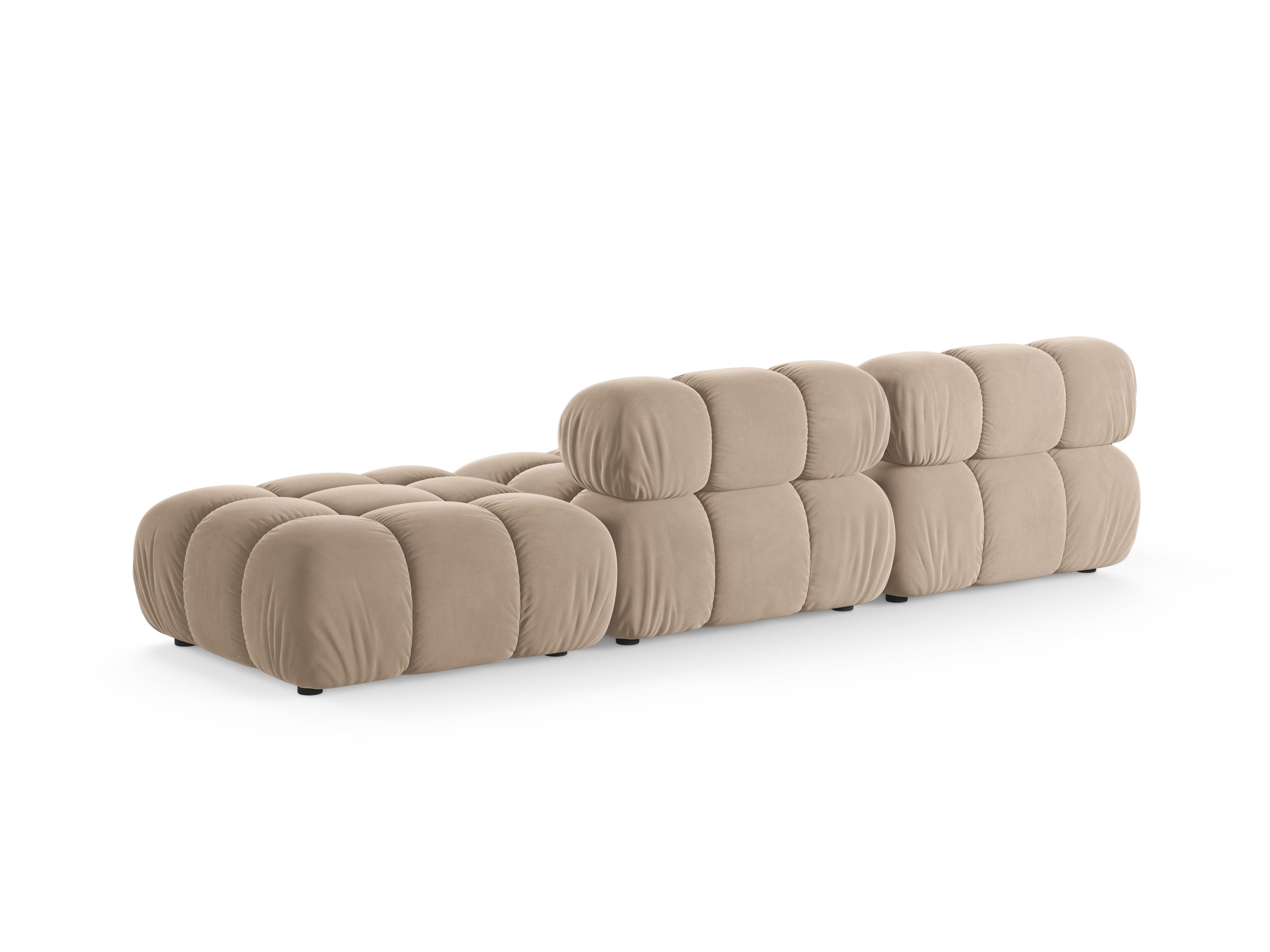 Modulaire open rechter BELLIS bank in beige fluweel