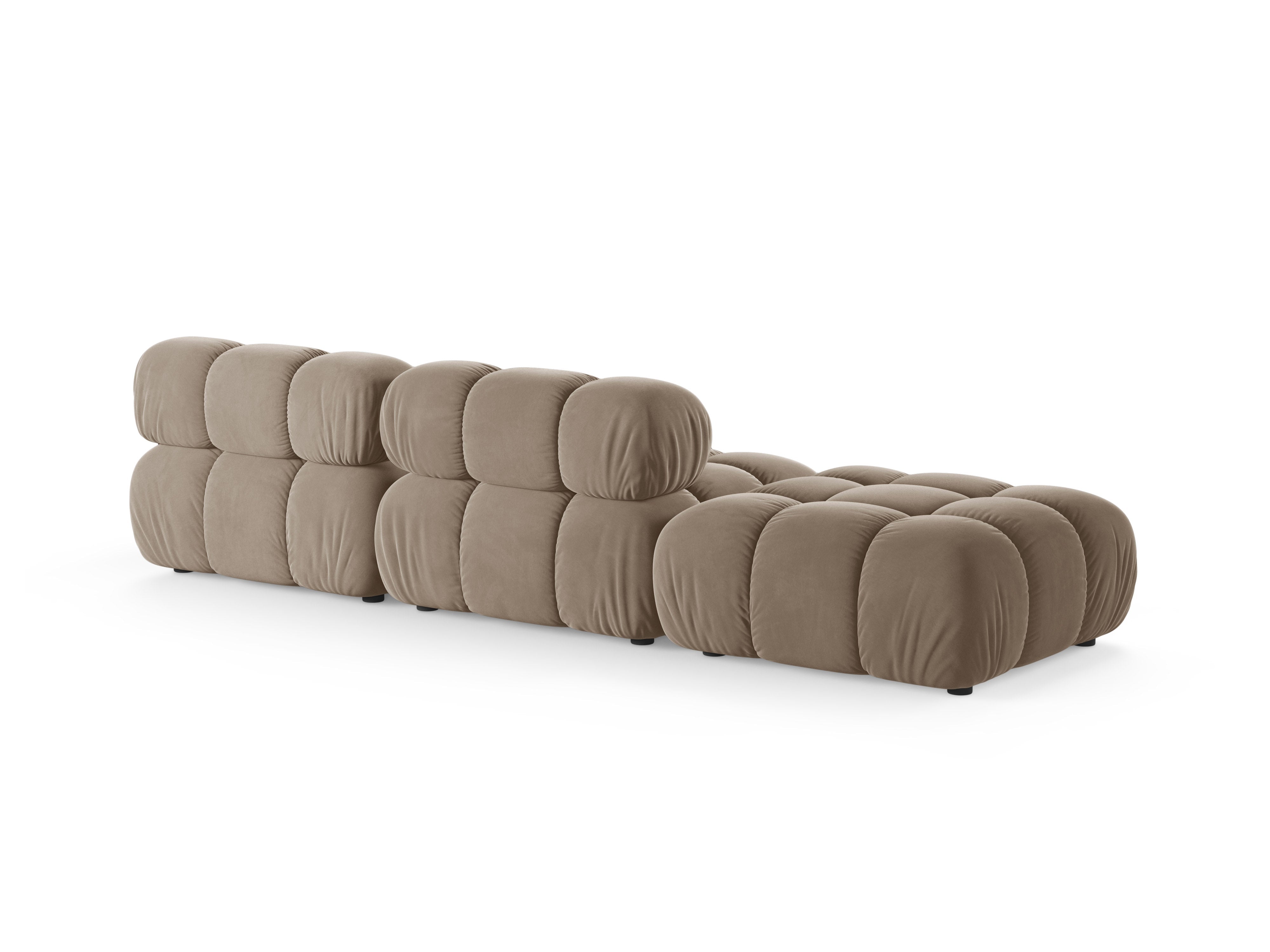 Modulaire fluwelen bank links open BELLIS cappuccino