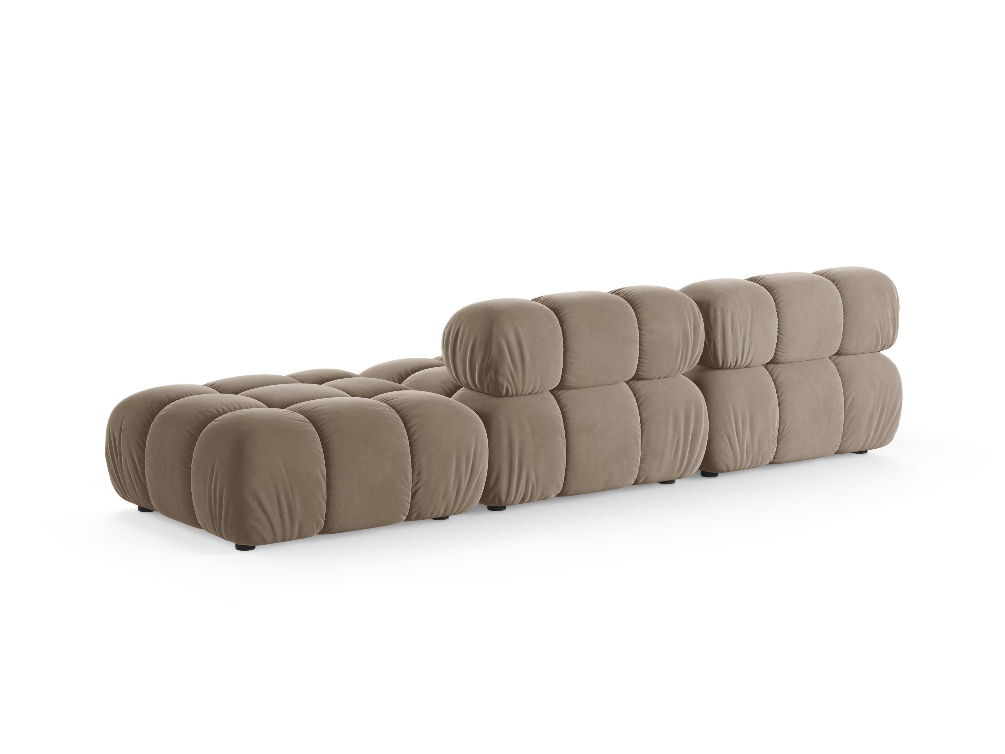 Modulaire fluwelen bank rechts open BELLIS cappuccino