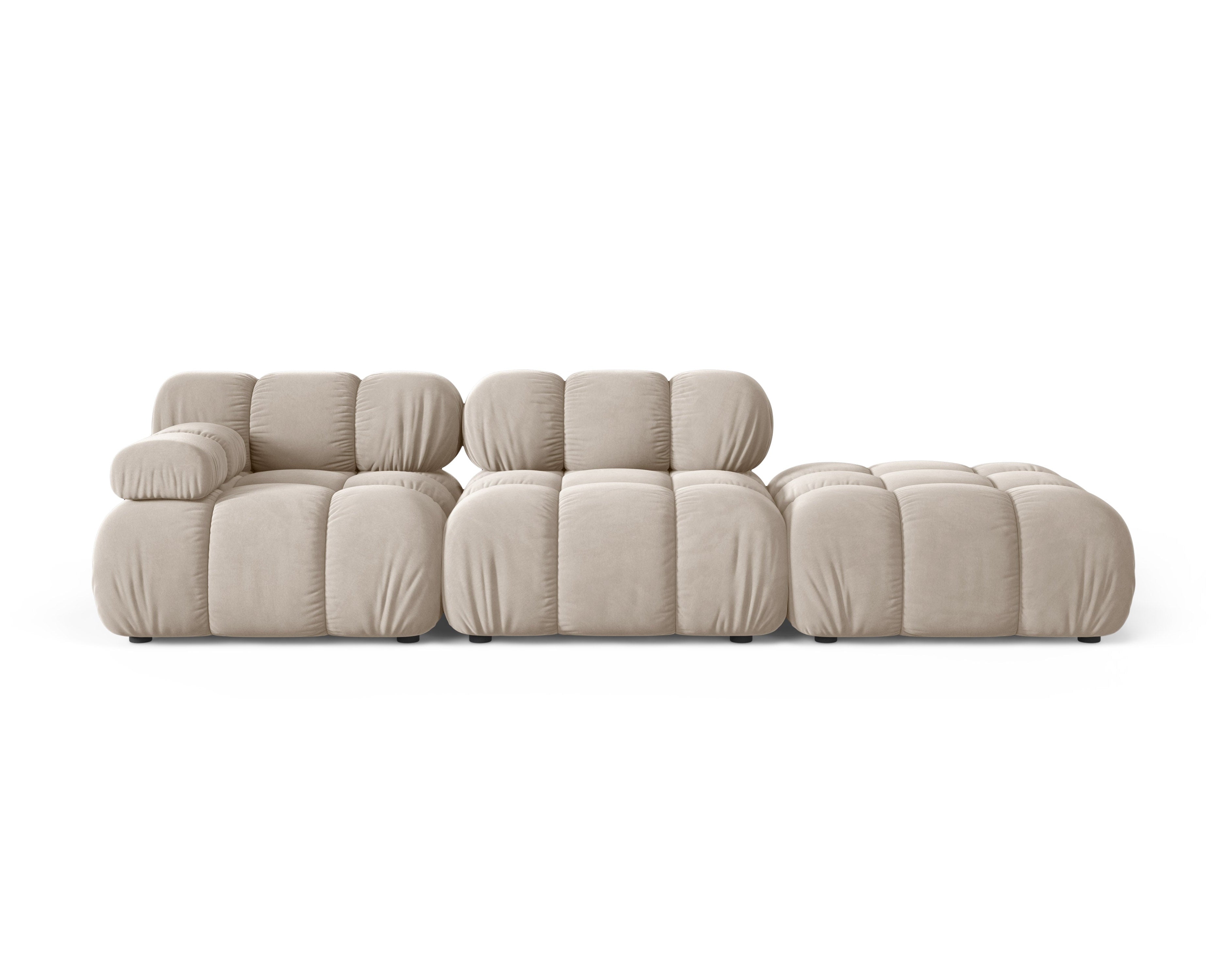 Beige open right-facing velvet modular sofa BELLIS