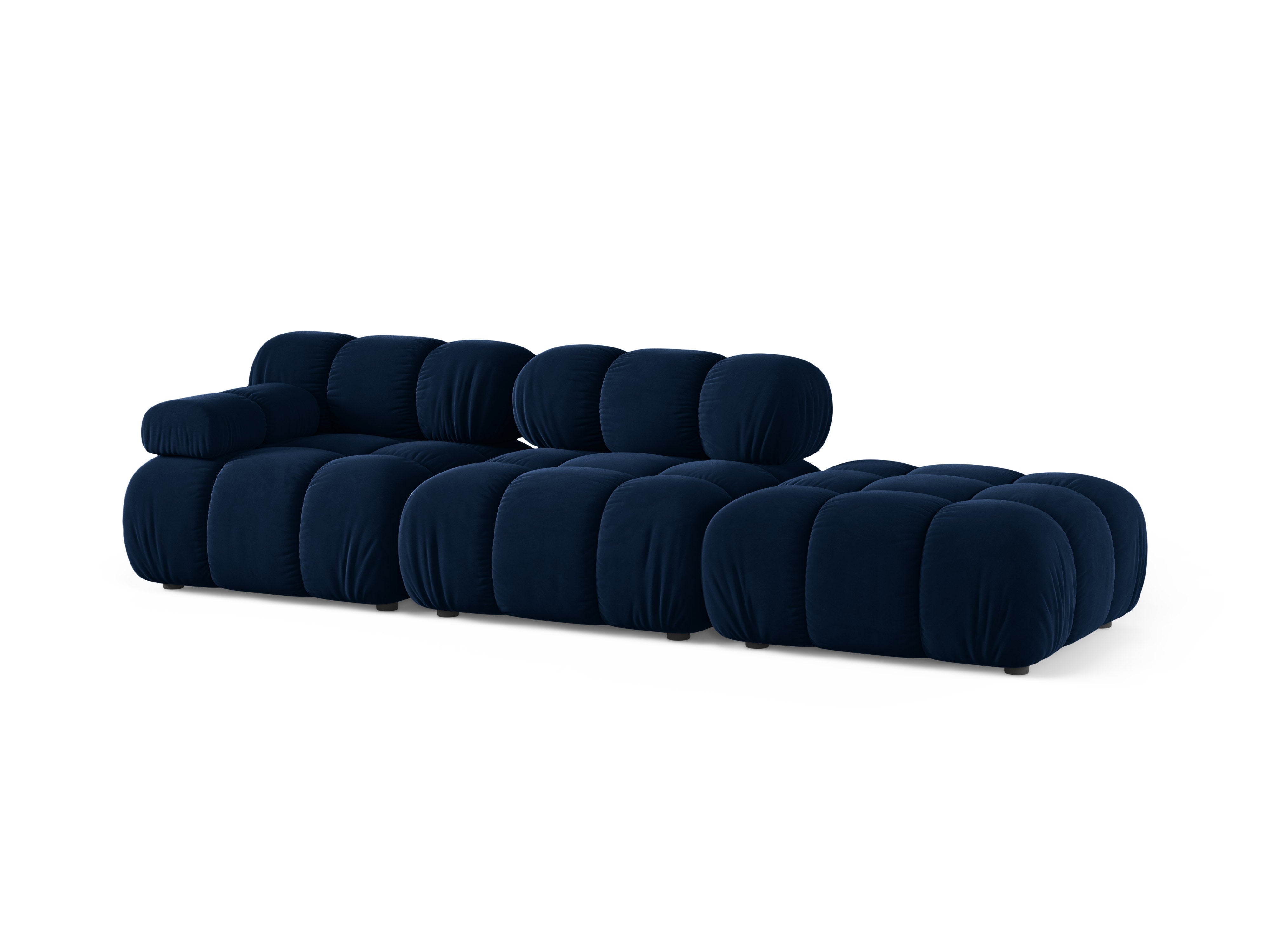 Modulaire fluwelen bank met open rechterzijde BELLIS in koninklijk blauw
