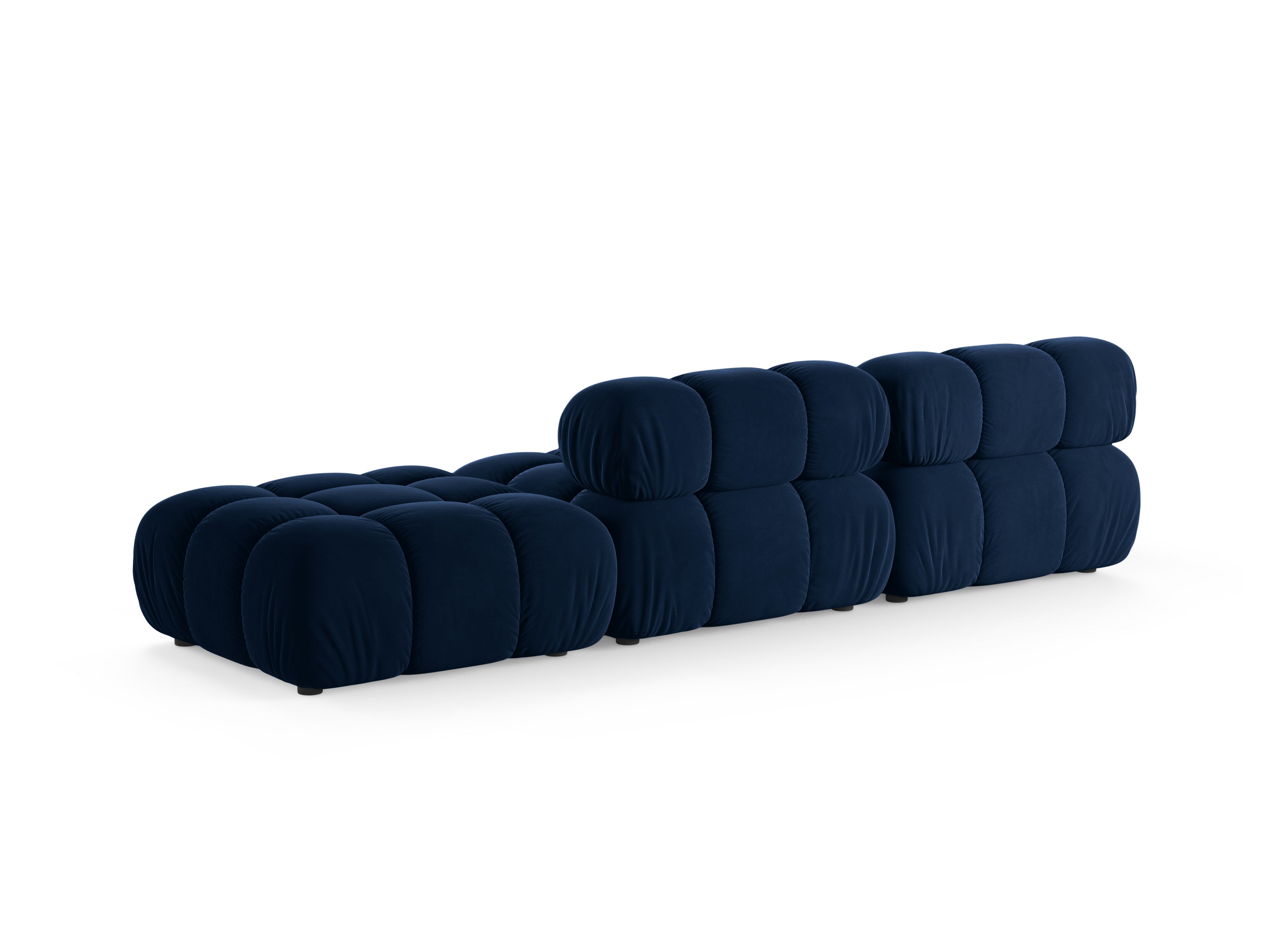 Modulaire fluwelen bank met open rechterzijde BELLIS in koninklijk blauw