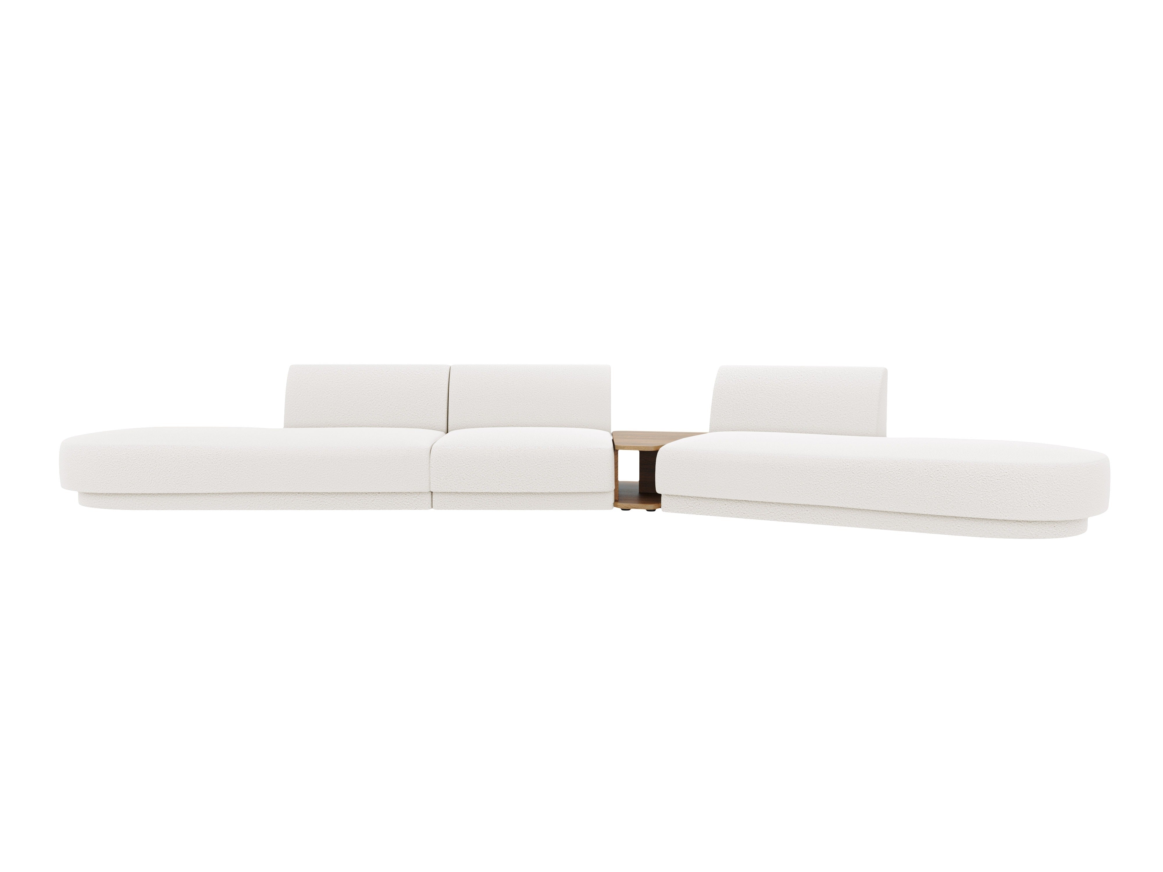 Right-facing modular sofa with table for 5 people MILEY white boucle