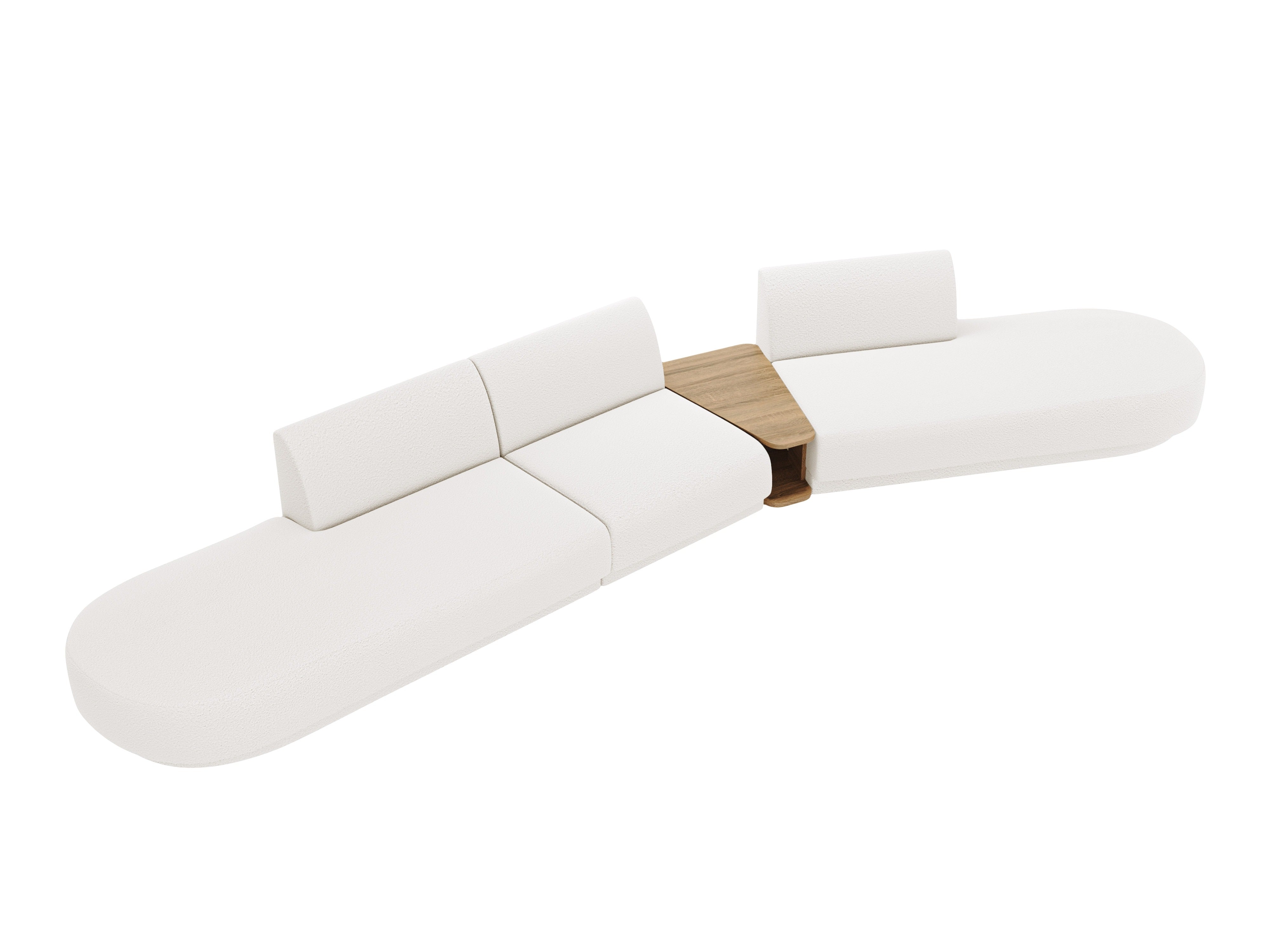 Right-facing modular sofa with table for 5 people MILEY white boucle