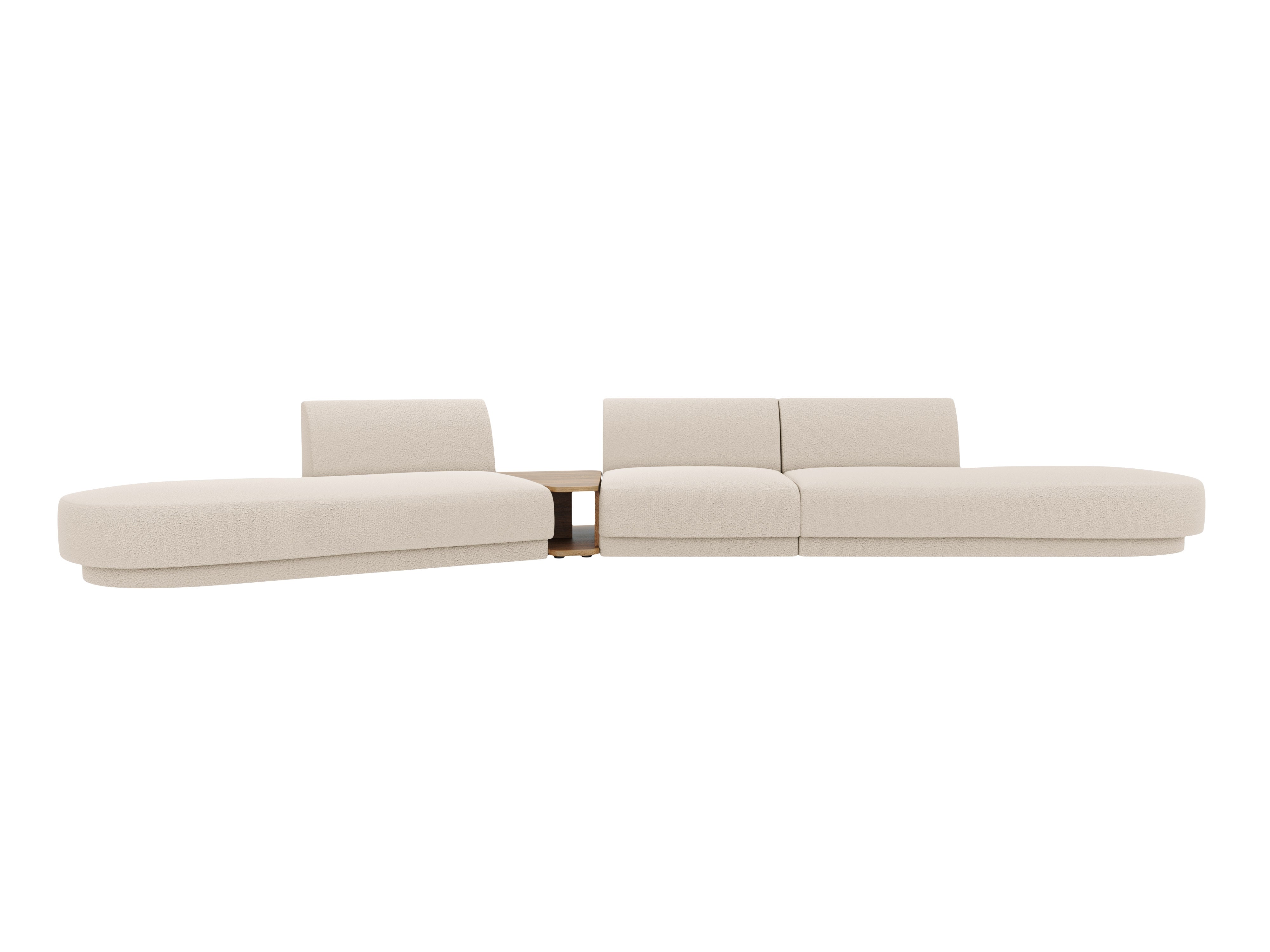 Left-facing modular sofa with table for 5 people MILEY beige boucle