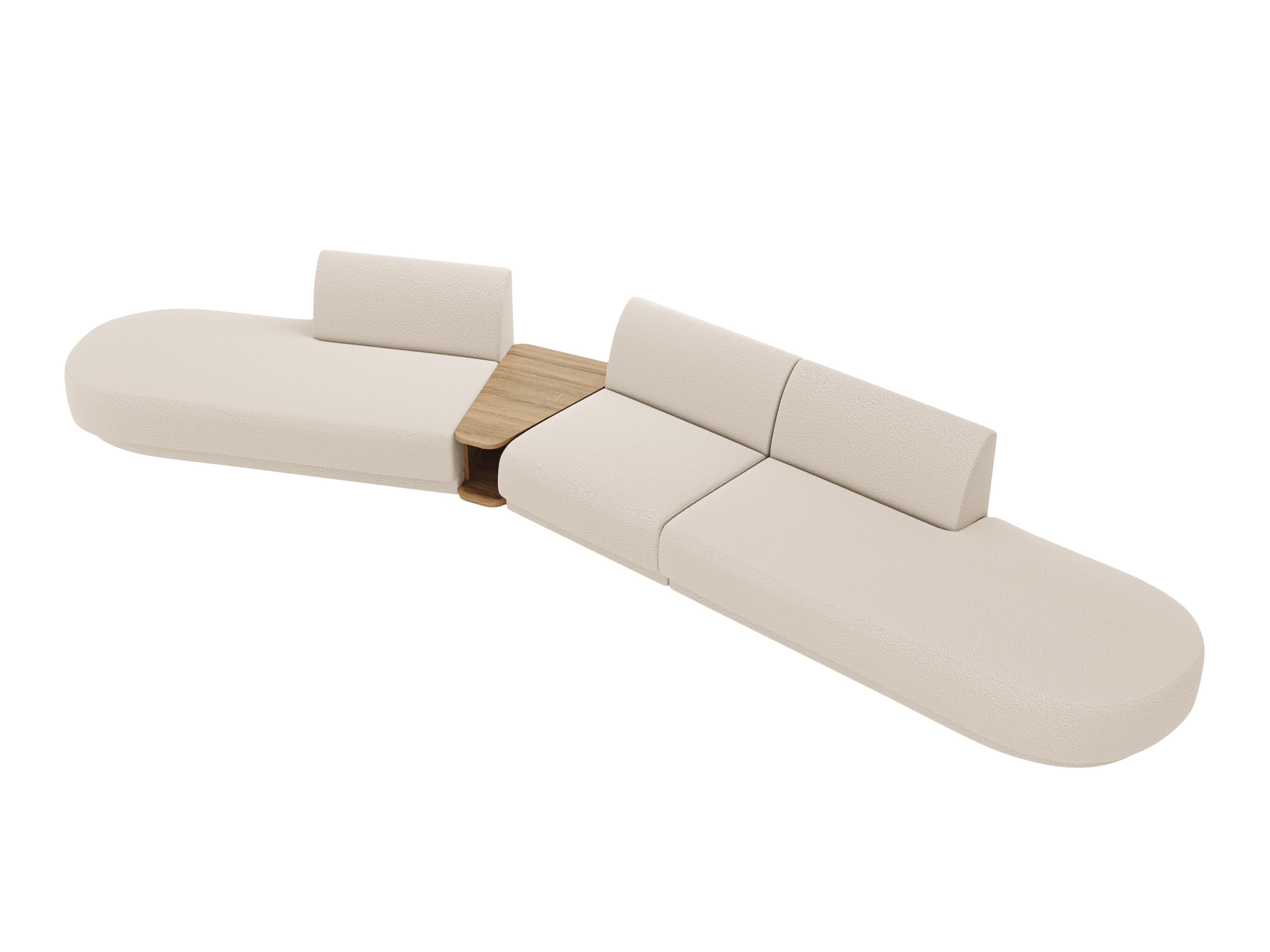 Left-facing modular sofa with table for 5 people MILEY beige boucle