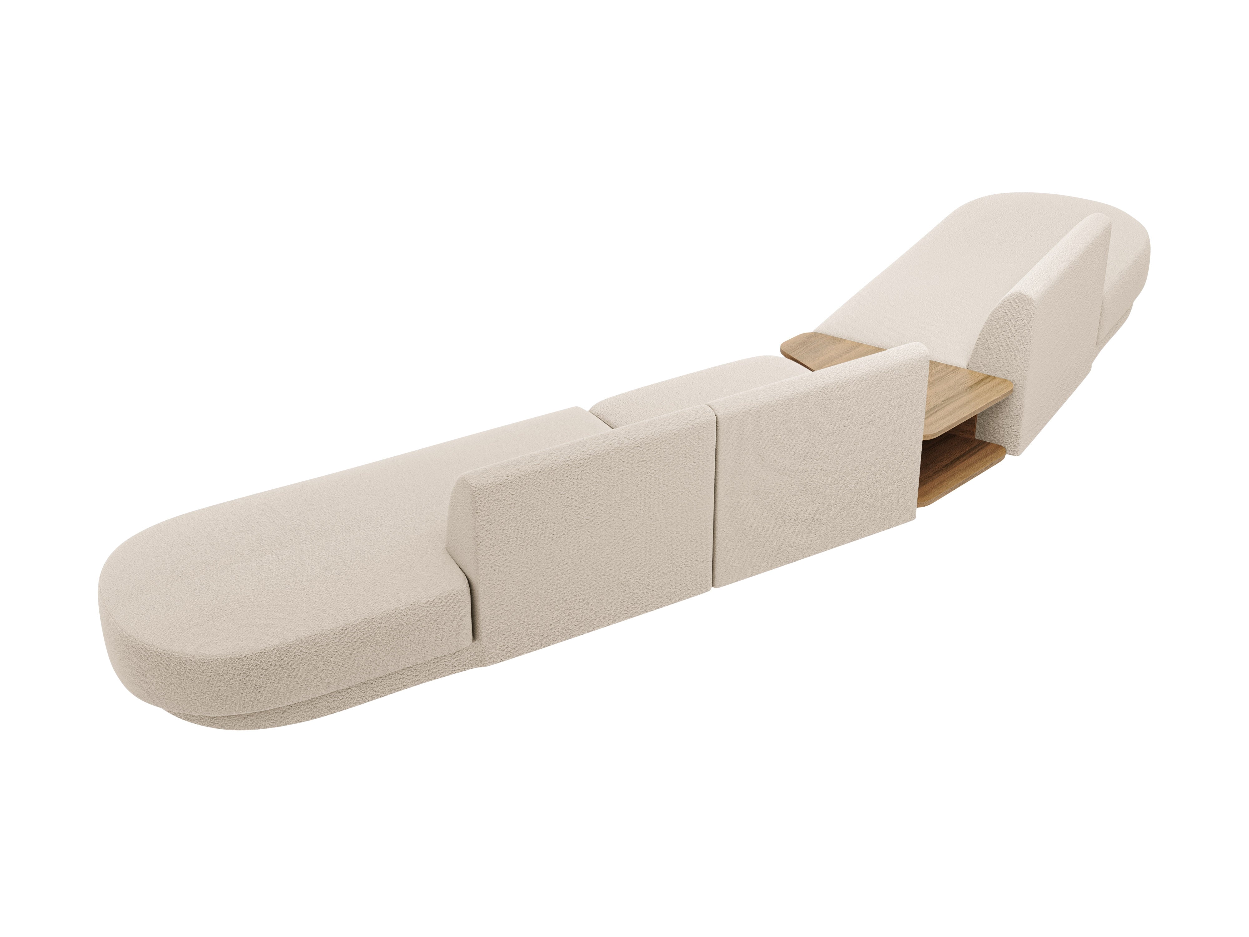 Left-facing modular sofa with table for 5 people MILEY beige boucle