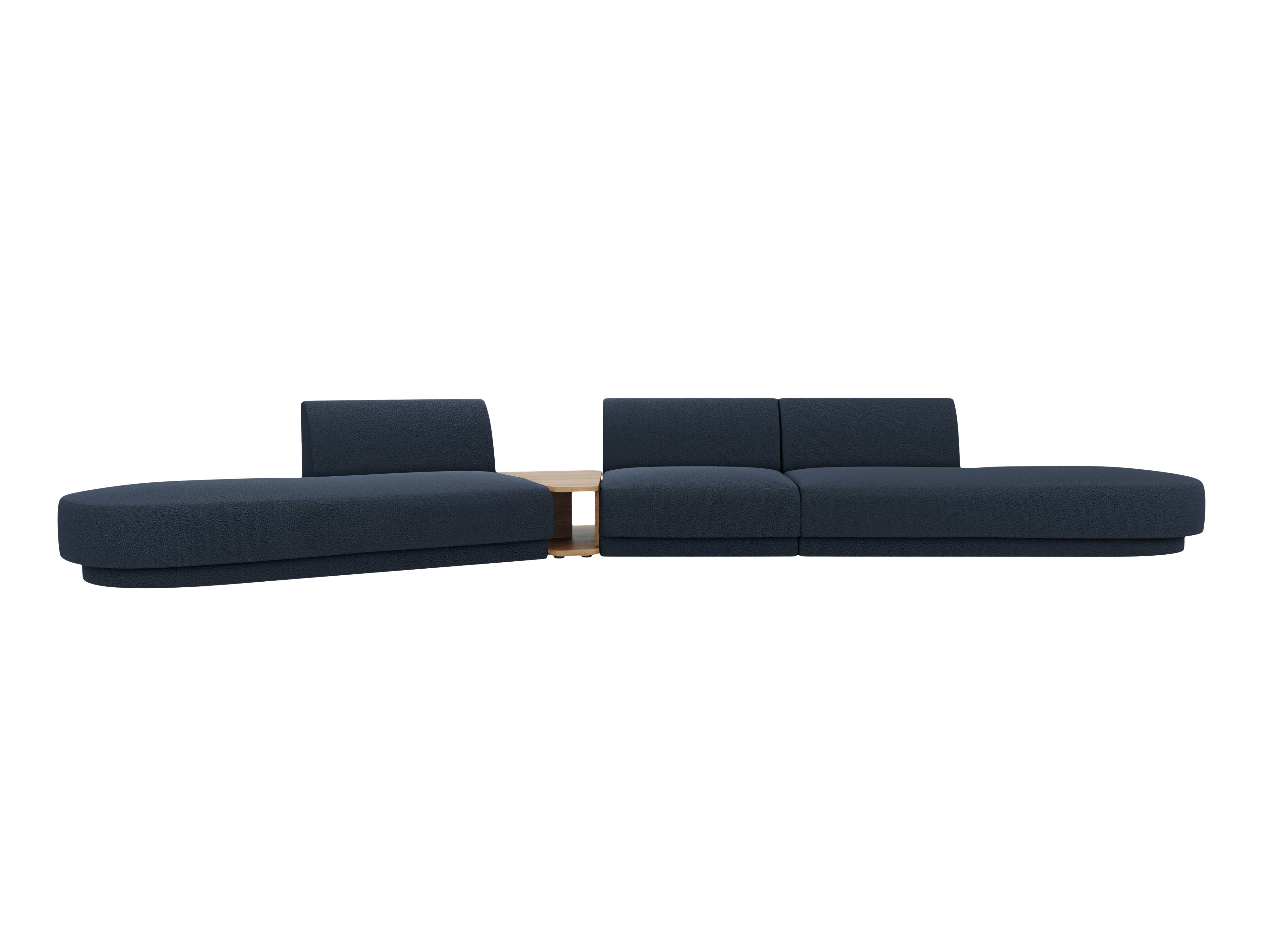Left-sided modular sofa with table for 5 people MILEY dark blue boucle