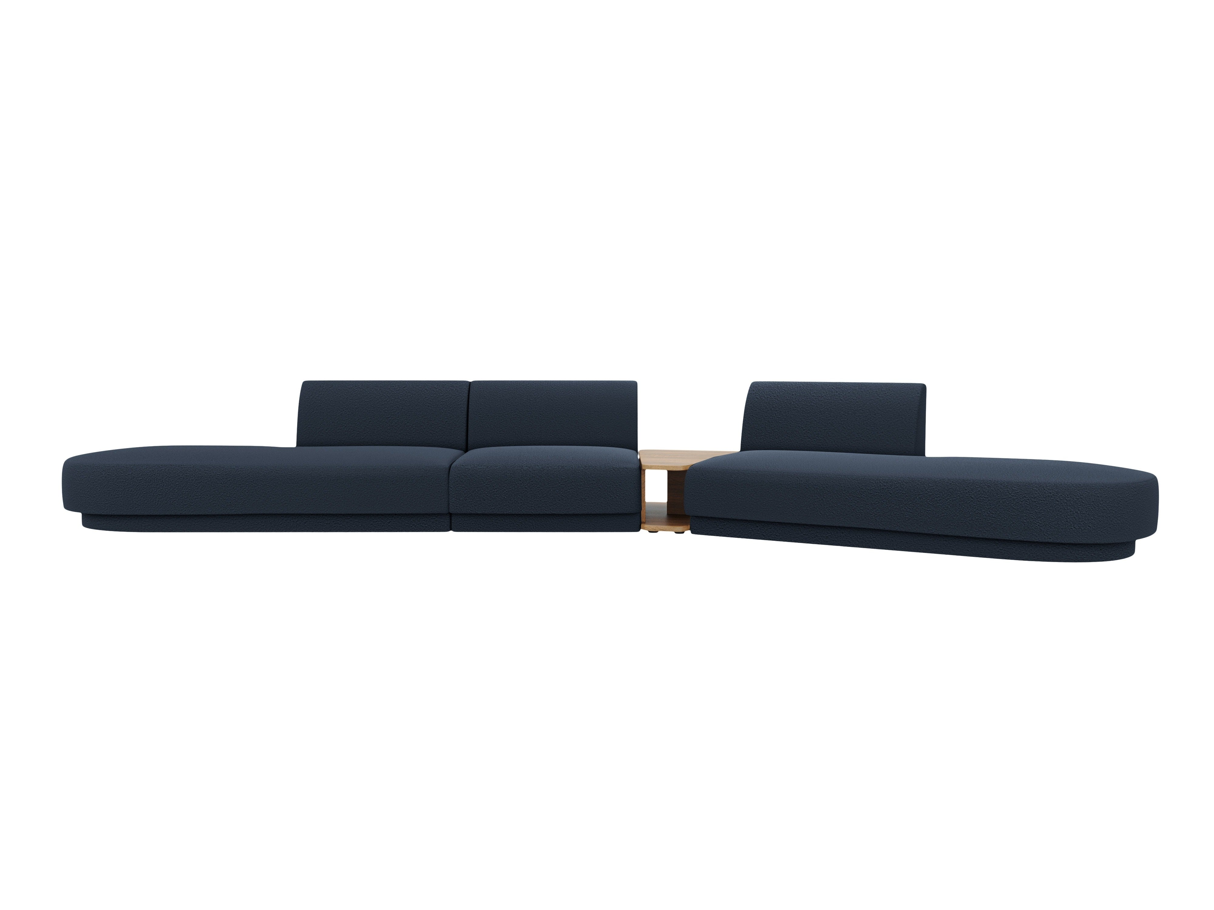 Modulares Sofa mit Tisch, 5-Sitzer MILEY in dunkelblauem Boucle, rechtsseitig