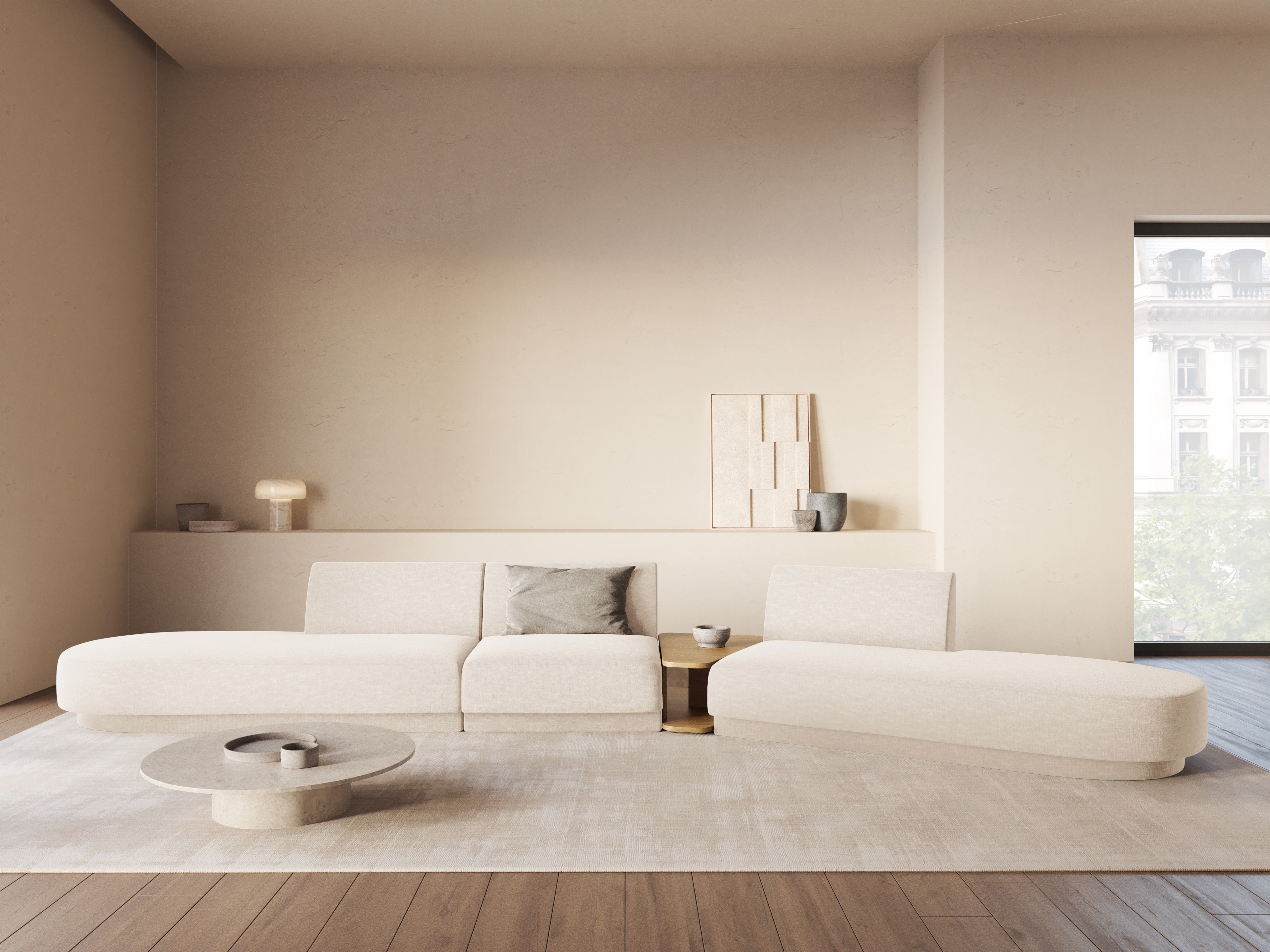 Szezlong 2-osobowy lewostronny MILEY beżowy szenil