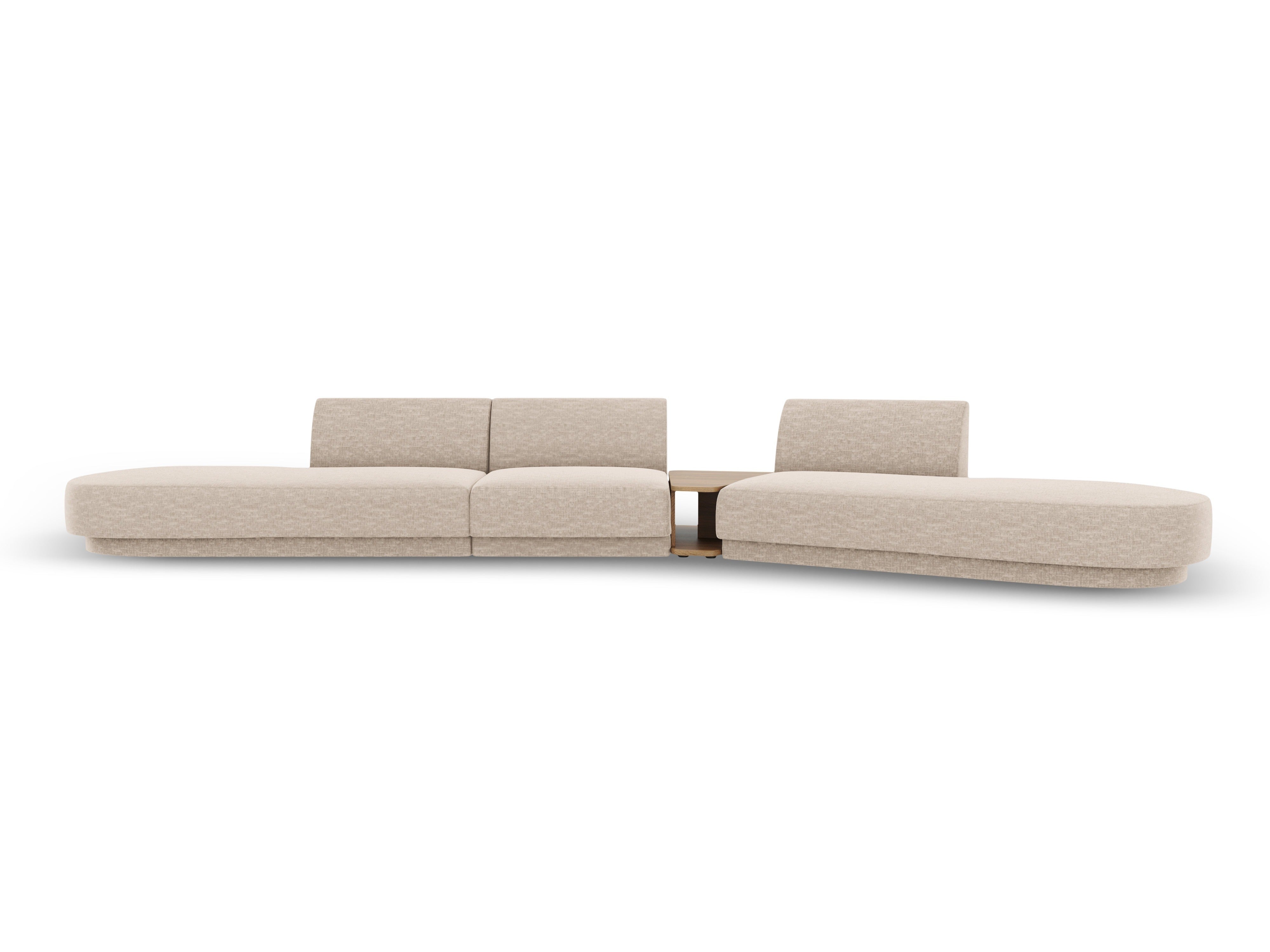 Right-facing modular sofa with table for 5 people MILEY beige chenille