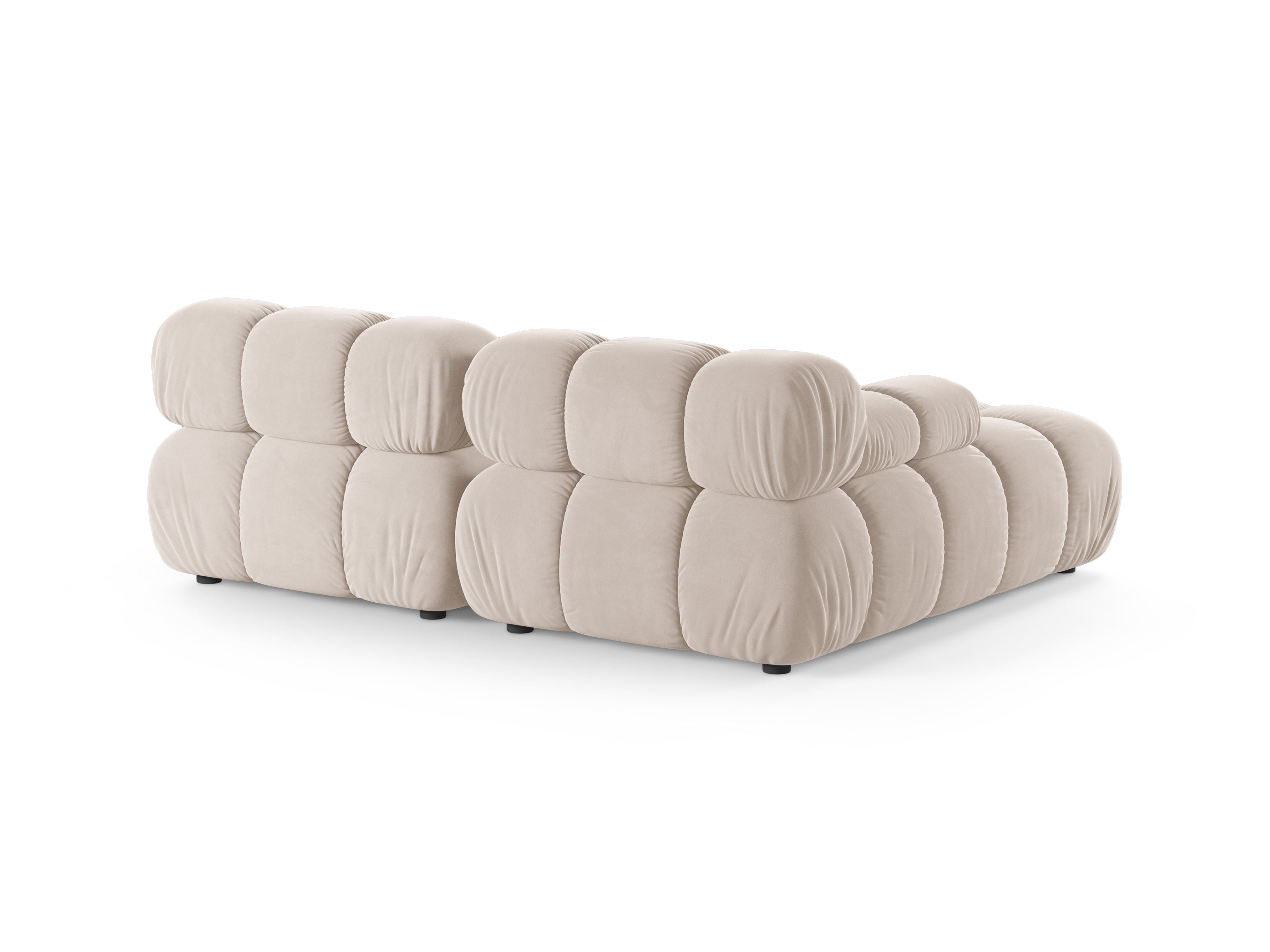 Tweepersoons linkerhoekbank BELLIS in lichtbeige velours