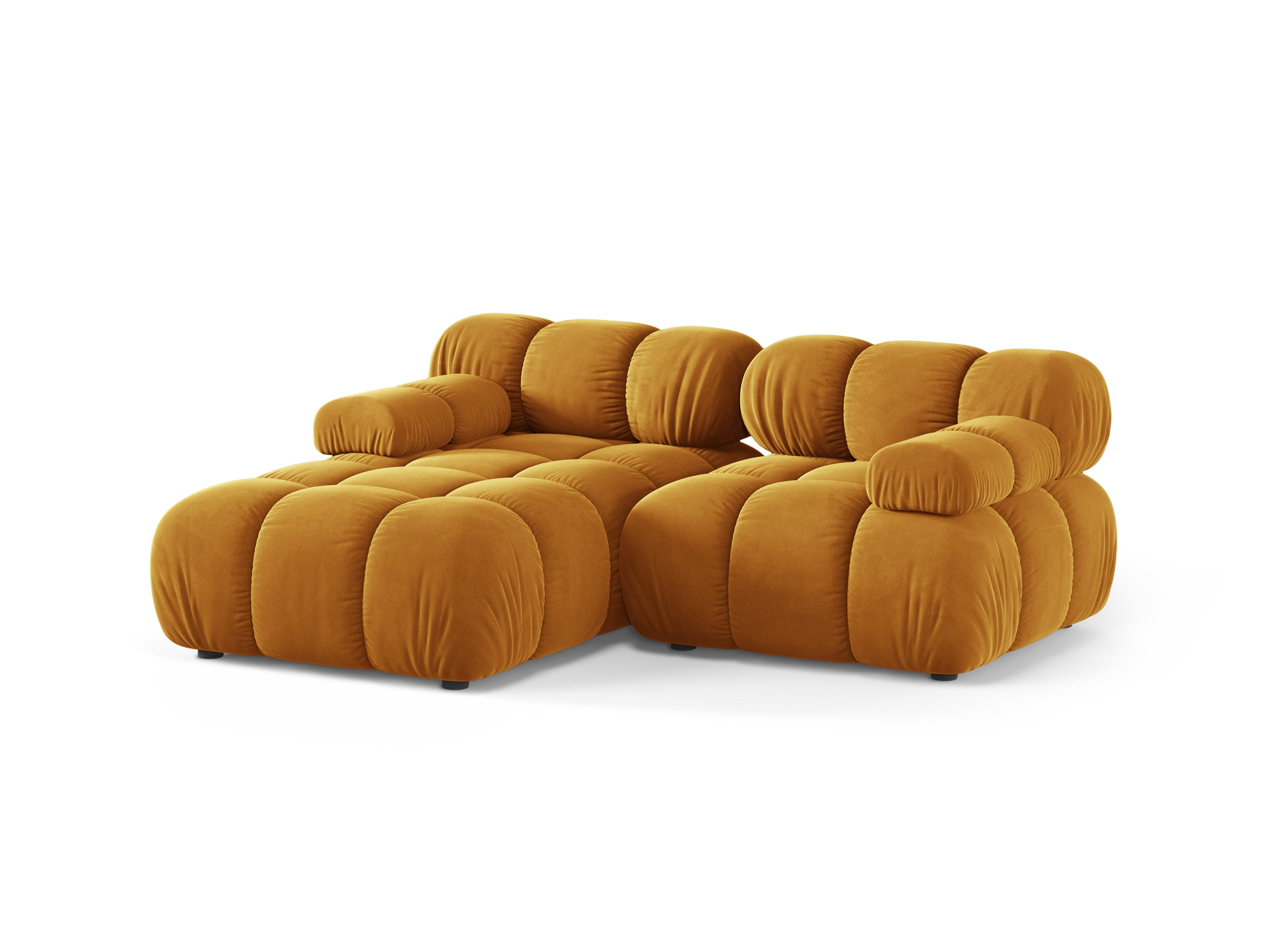 Tweedelige linker BELLIS hoekbank in mosterdkleurig velours