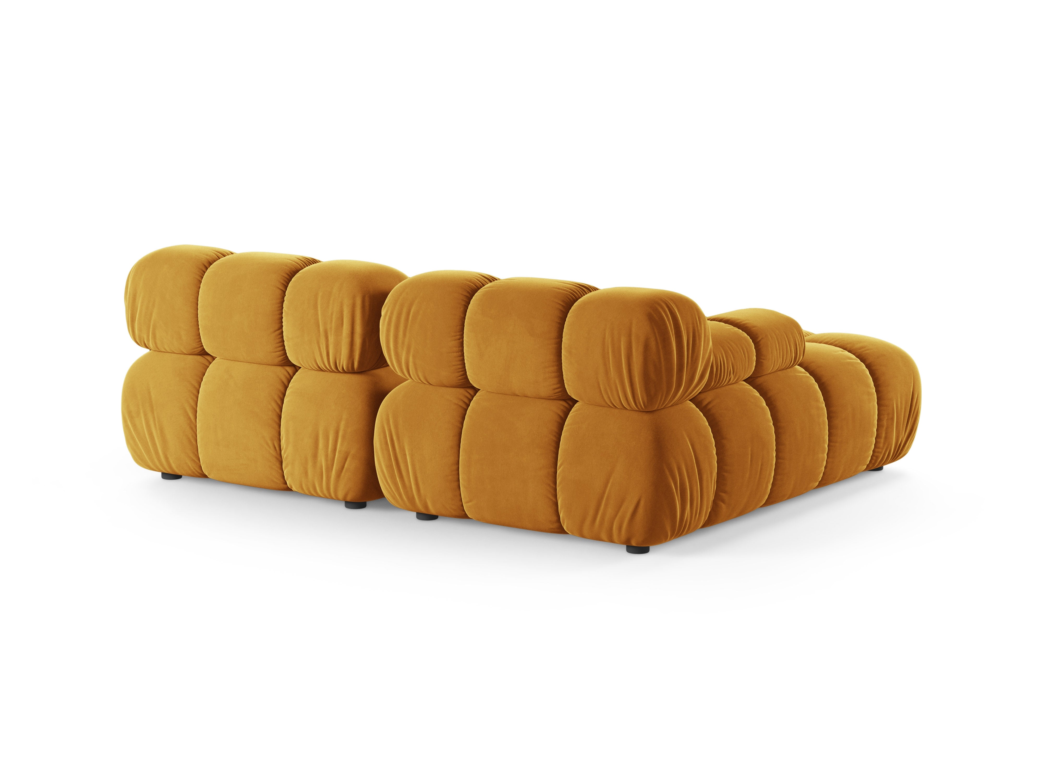 Tweedelige linker BELLIS hoekbank in mosterdkleurig velours
